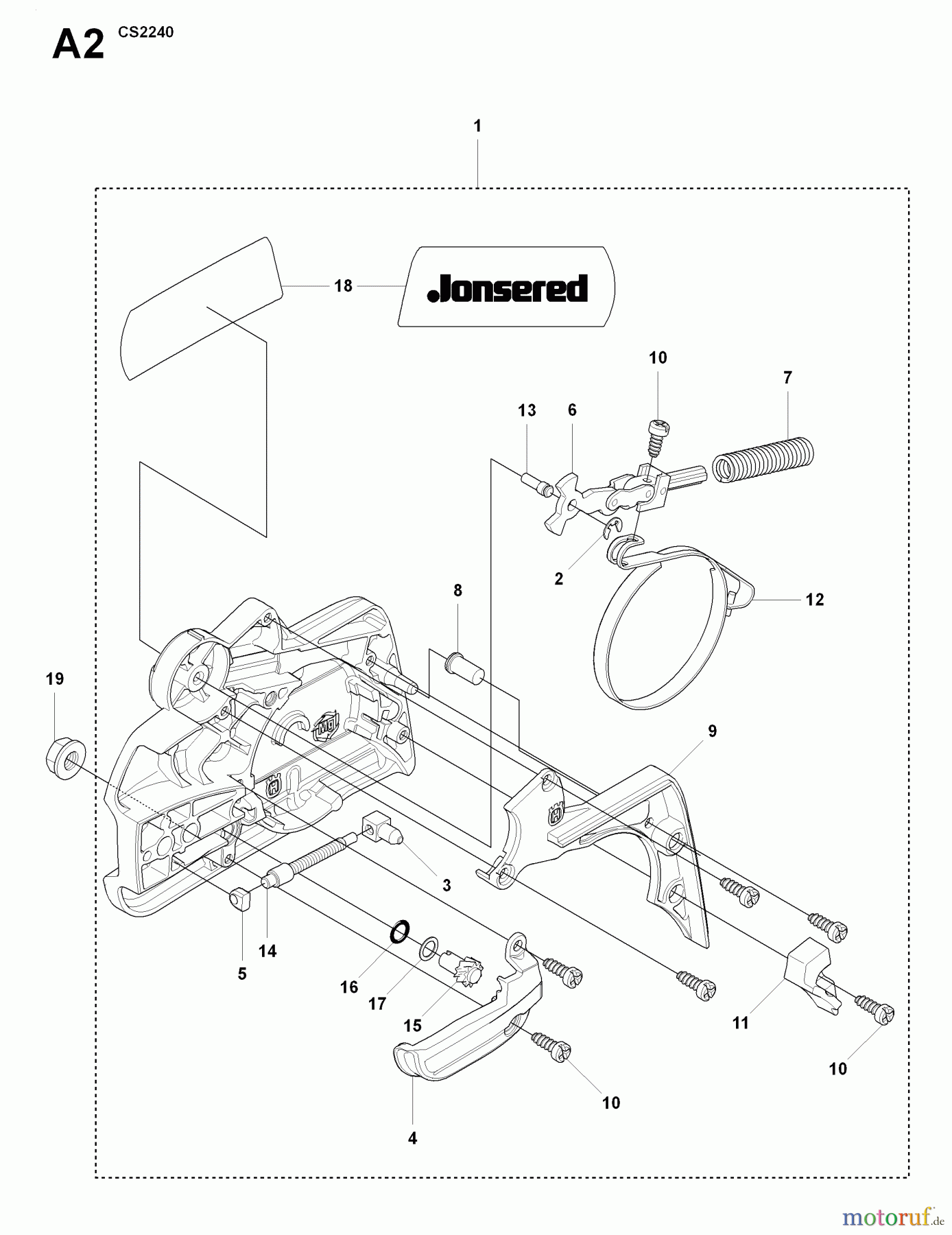 Jonsered Motorsägen CS2240 - Jonsered Chainsaw (2009-02) CHAIN BRAKE CLUTCH COVER
