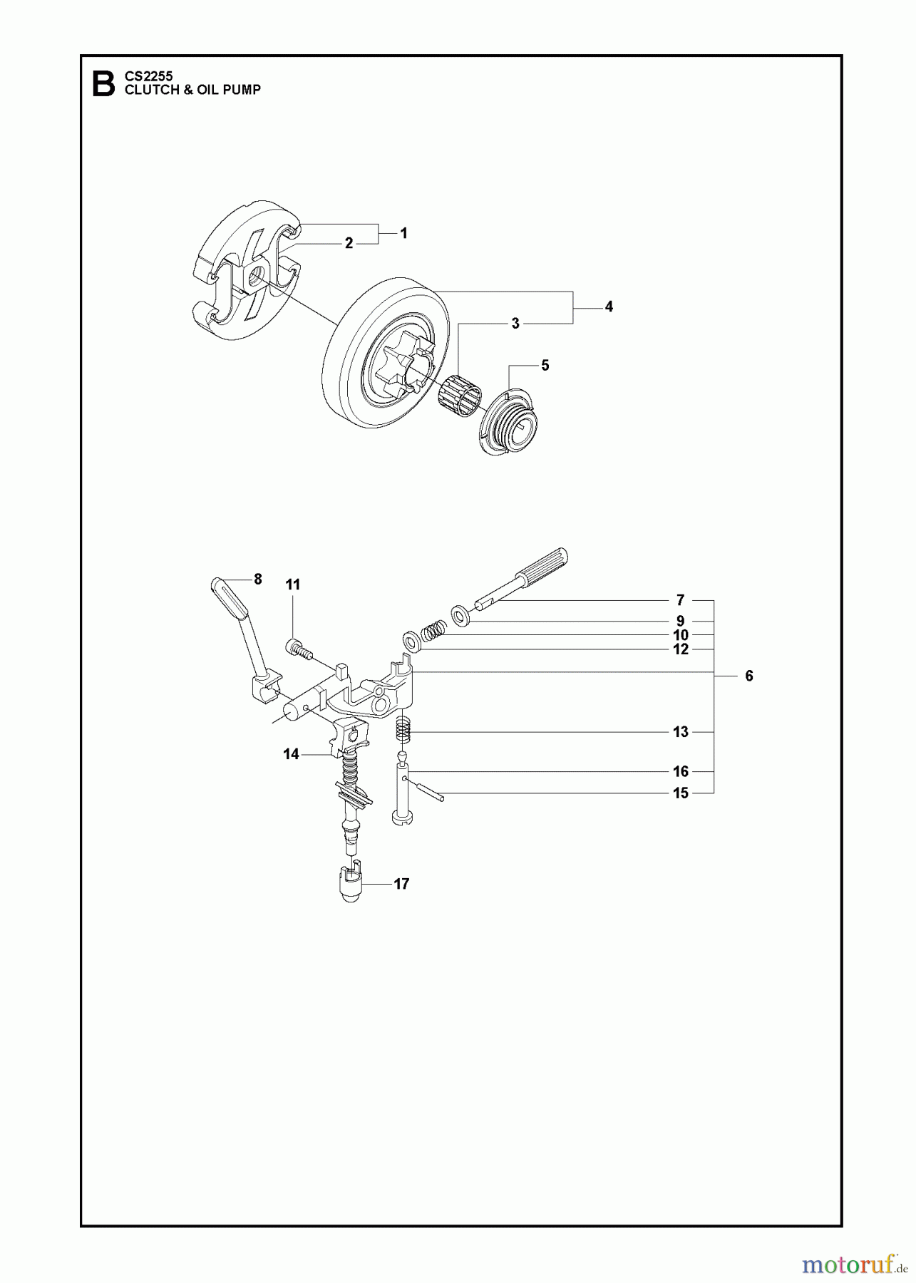Jonsered Motorsägen CS2255 - Jonsered Chainsaw (2009-03) CLUTCH OIL PUMP