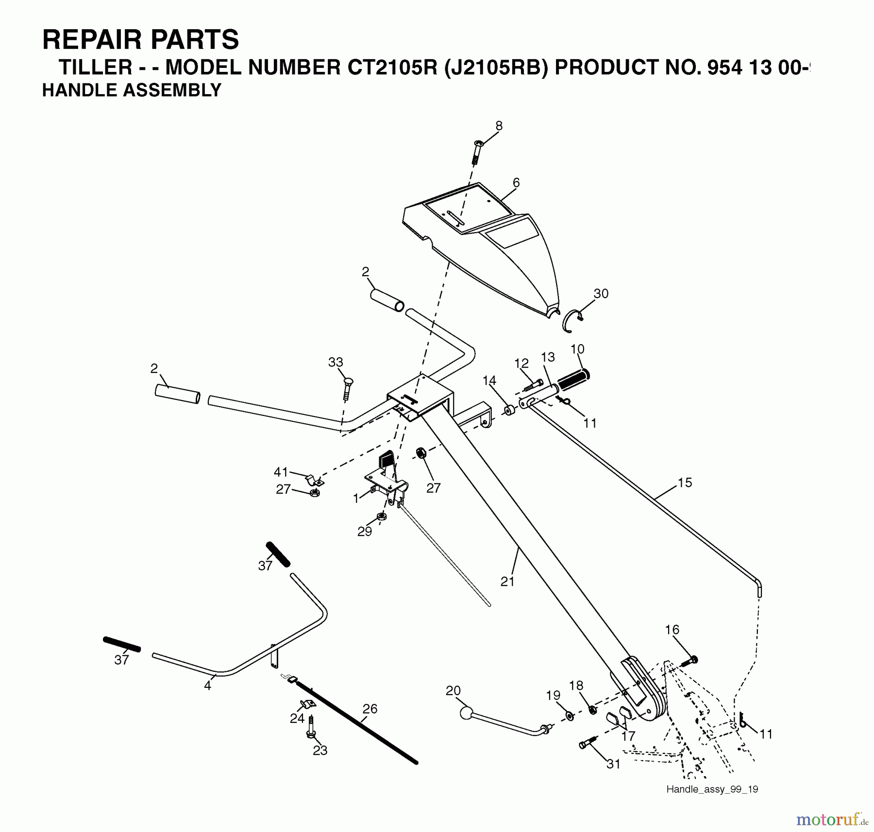 Jonsered Motorhacken / Kultivierer CT2105R (J2105RB, 954130096) - Jonsered Cultivator (2004-01) HANDLE CONTROLS