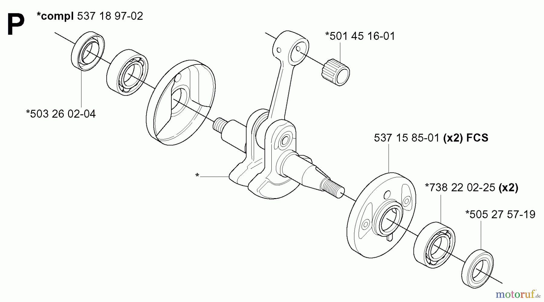Jonsered Motorsensen, Trimmer BC2145 - Jonsered Brushcutter (2004-08) CRANKSHAFT