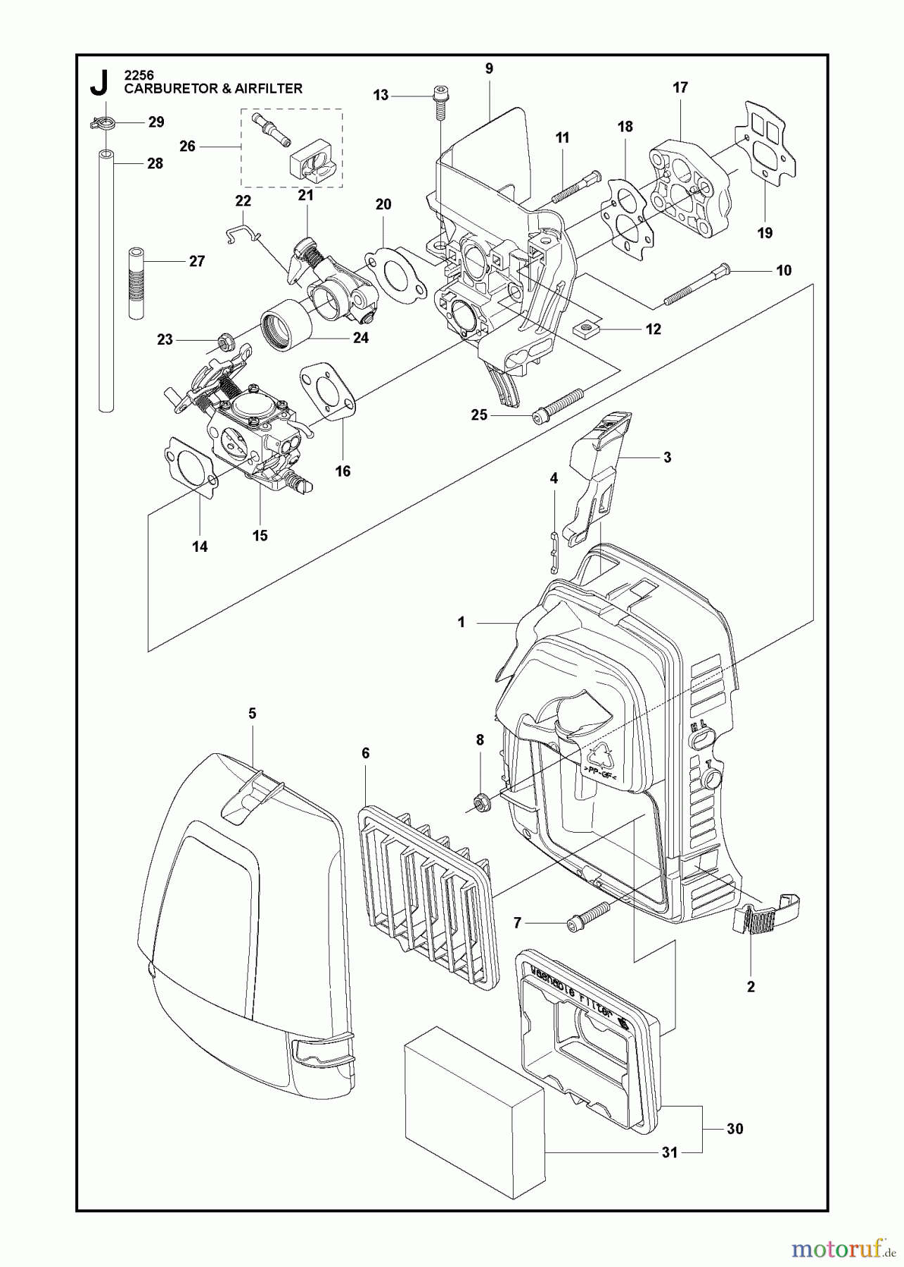 Jonsered Motorsensen, Trimmer FC2256 - Jonsered String/Brush Trimmer (2011-01) CARBURETOR AIR FILTER