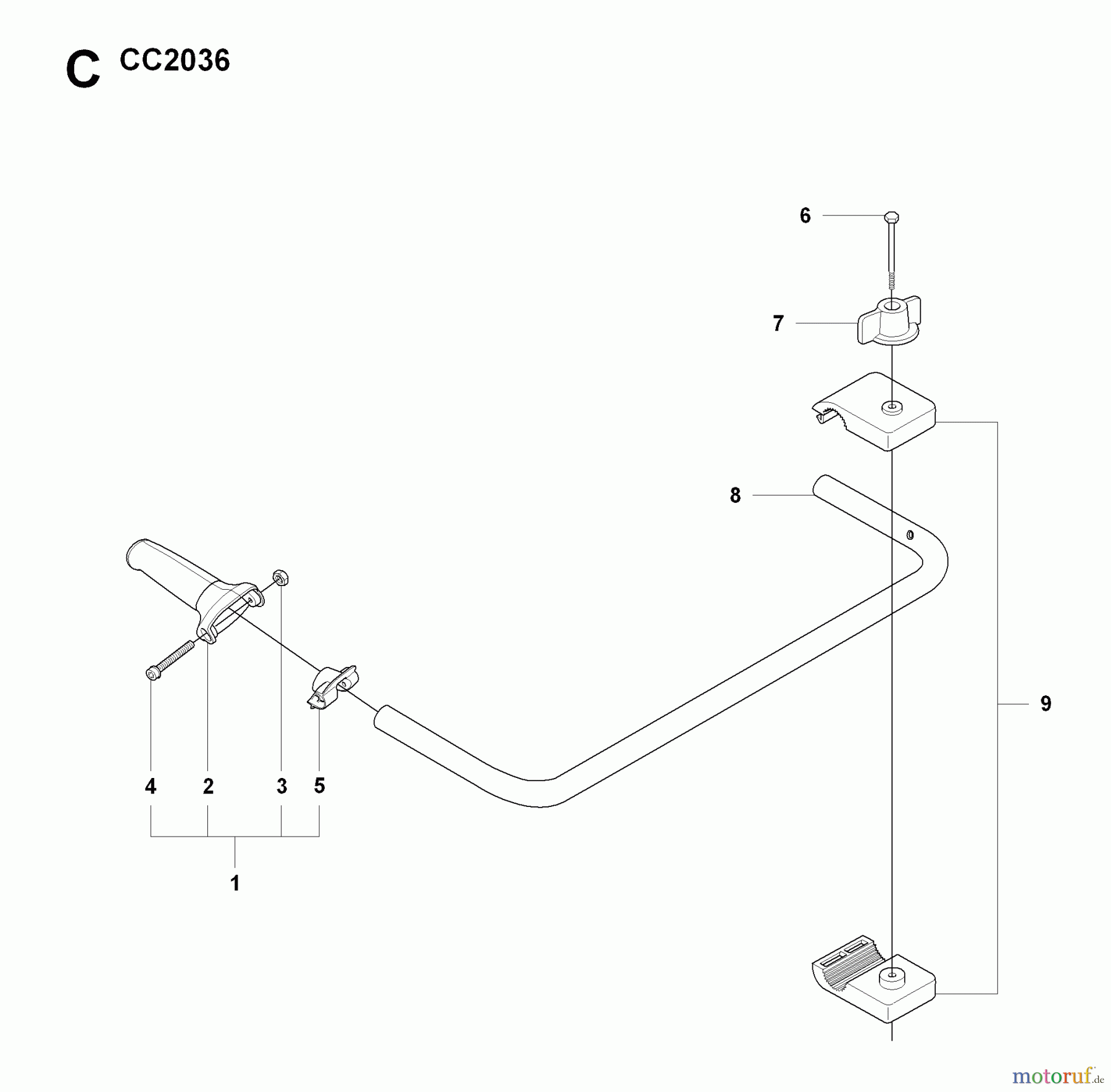 Jonsered Motorsensen, Trimmer CC2036 - Jonsered String/Brush Trimmer (2008-08) HANDLE