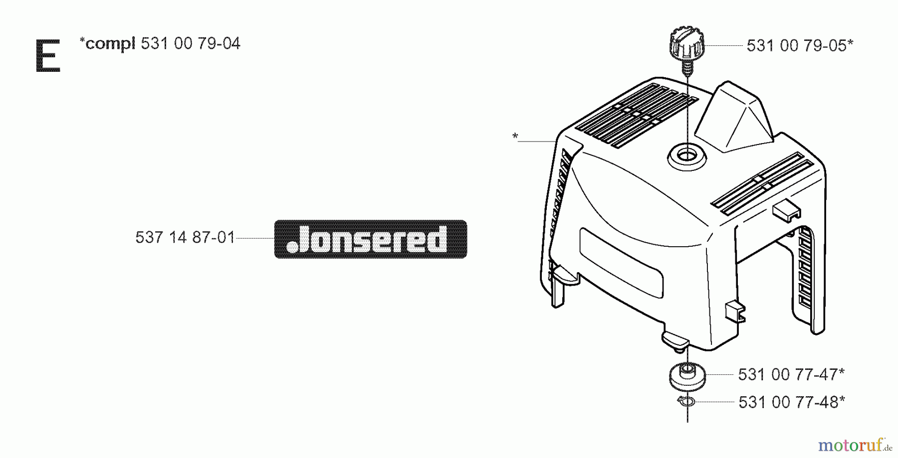 Jonsered Motorsensen, Trimmer GC2042 - Jonsered String/Brush Trimmer (2008-03) CYLINDER COVER