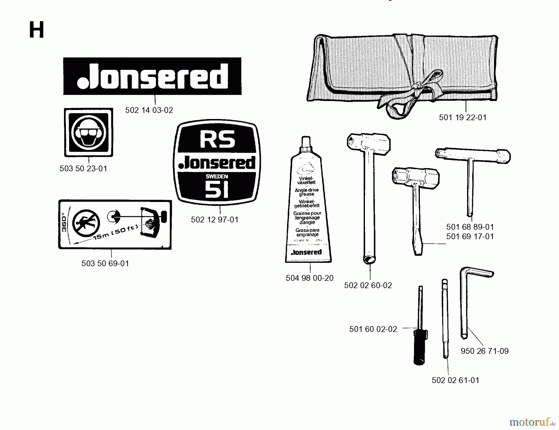 Jonsered Motorsensen, Trimmer RS51 - Jonsered String/Brush Trimmer (1990-06) ACCESSORIES #1
