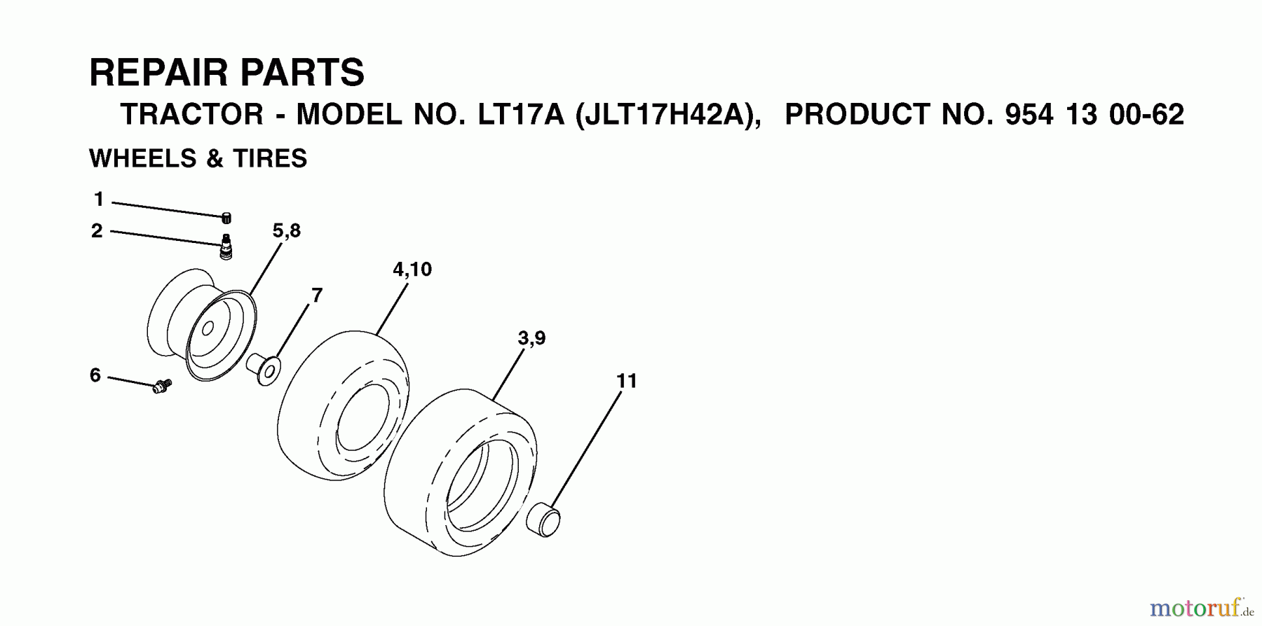  Jonsered Rasen  und Garten Traktoren LT17A (JLT17H42A, 954130062) - Jonsered Lawn & Garden Tractor (2002-06) WHEELS TIRES