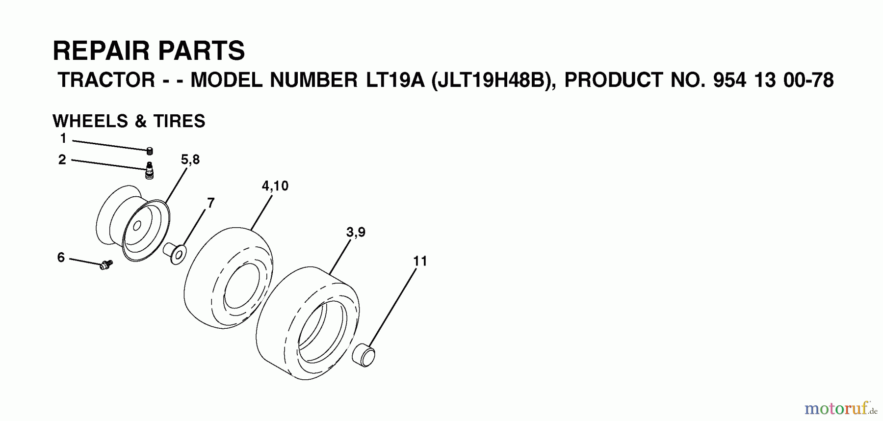 Jonsered Rasen und Garten Traktoren LT19A (JLT19H48B, 954130078) - Jonsered Lawn & Garden Tractor (2002-03) WHEELS TIRES