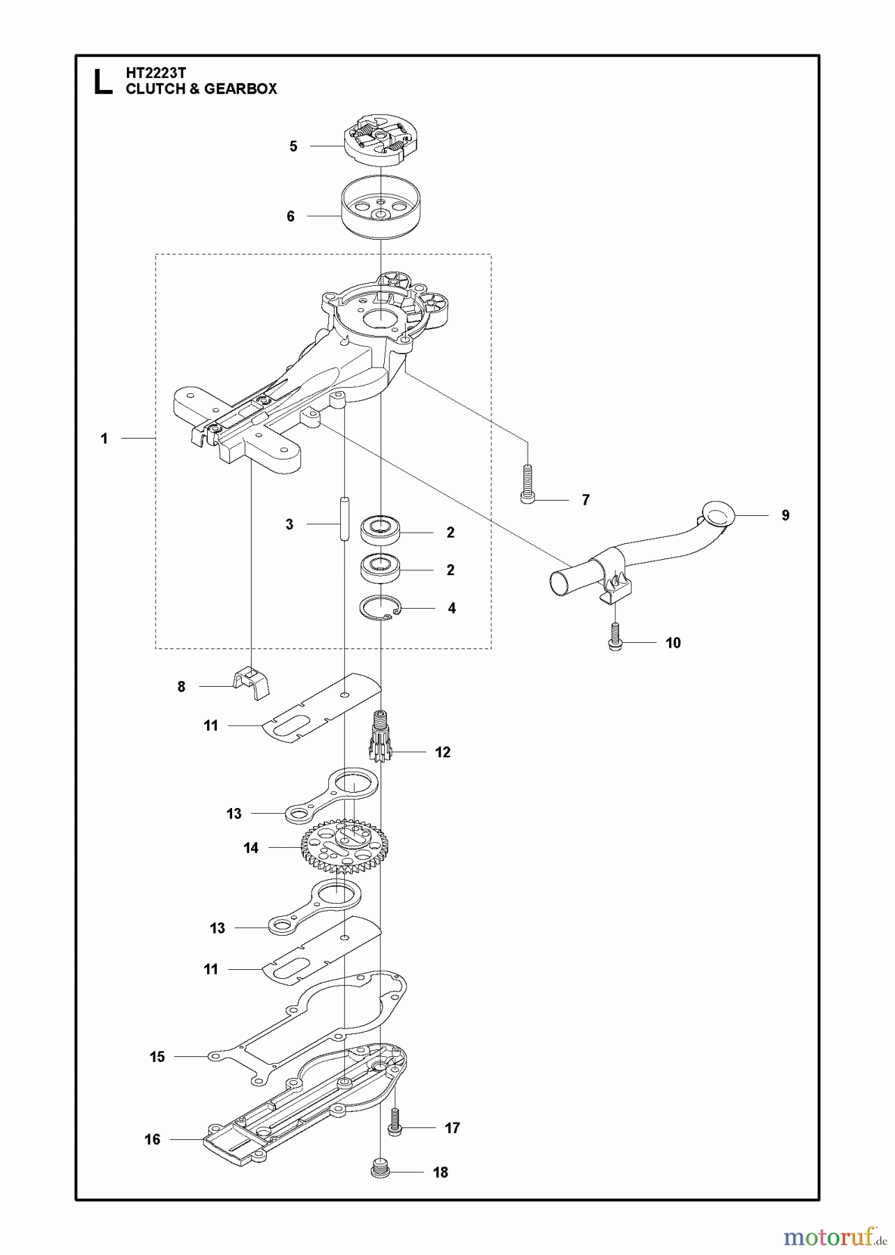 Jonsered Heckenscheren HT2223T - Jonsered Hedge Trimmer (2012-01) CLUTCH GEARBOX