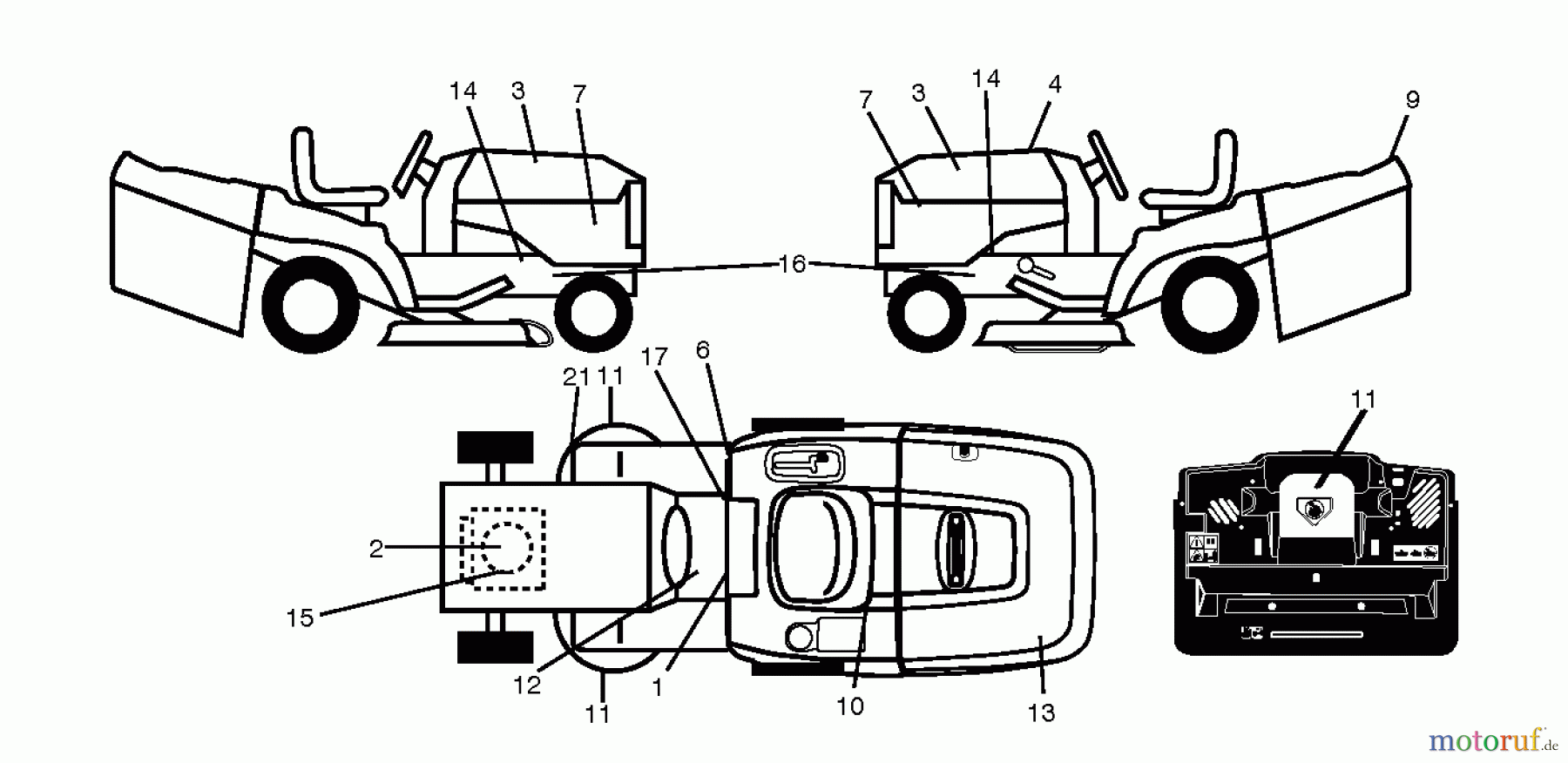  Jonsered Rasen  und Garten Traktoren LT2114 CA (96061032001) - Jonsered Lawn & Garden Tractor (2011-09) DECALS
