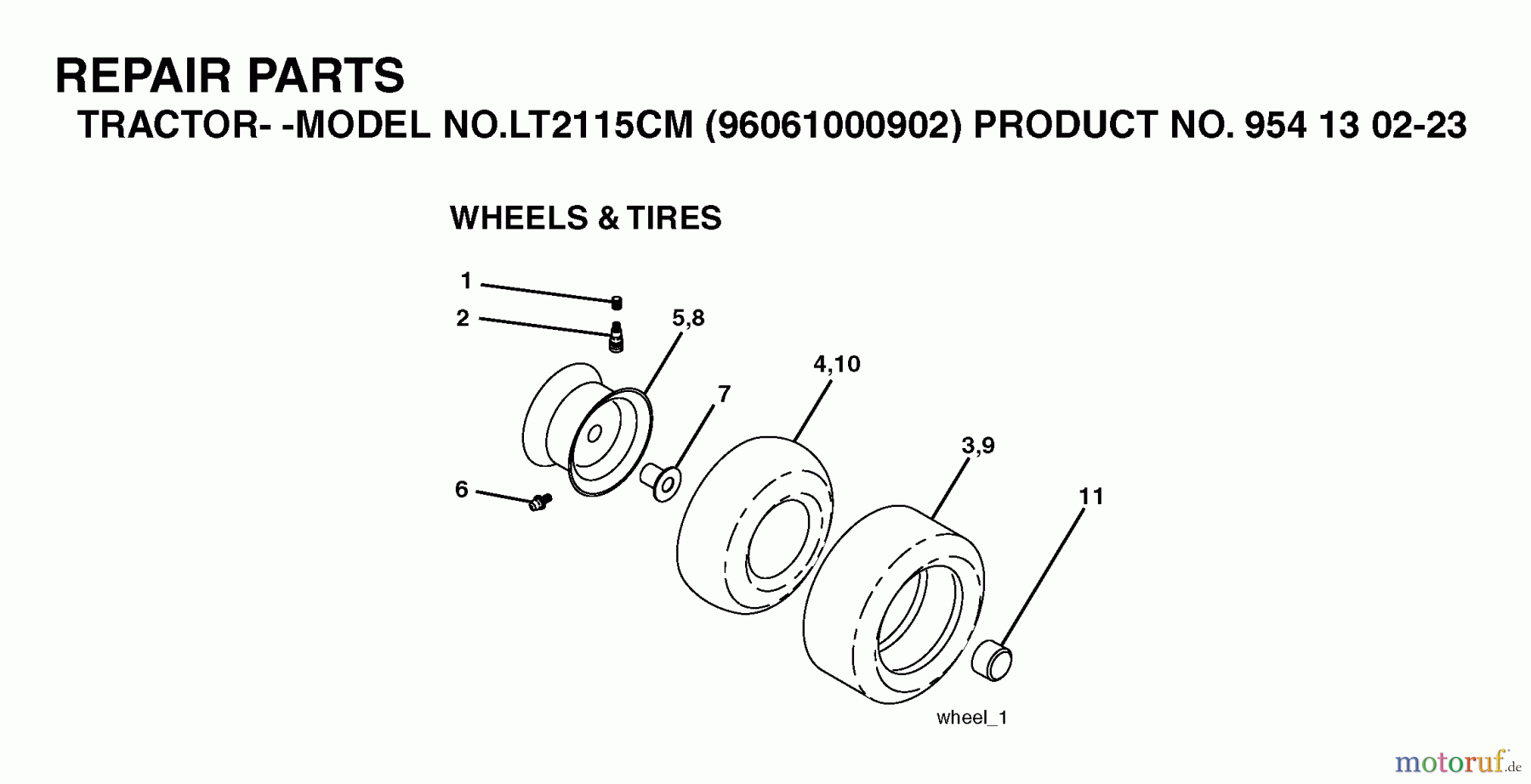  Jonsered Rasen  und Garten Traktoren LT2115 CM (96061000902) - Jonsered Lawn & Garden Tractor (2005-05) WHEELS TIRES