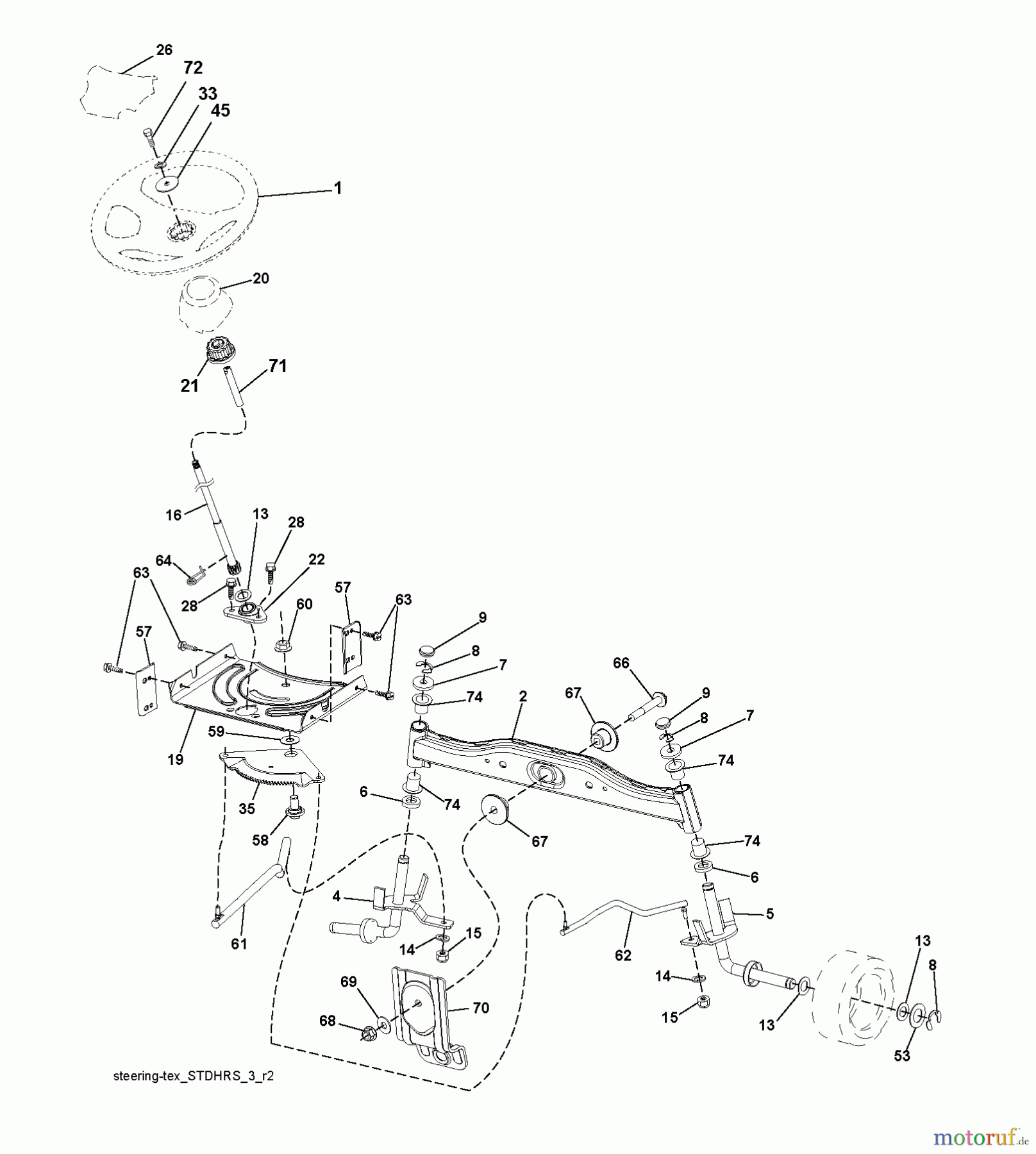  Jonsered Rasen  und Garten Traktoren LT2216 (96041010201) - Jonsered Lawn & Garden Tractor (2010-01) STEERING