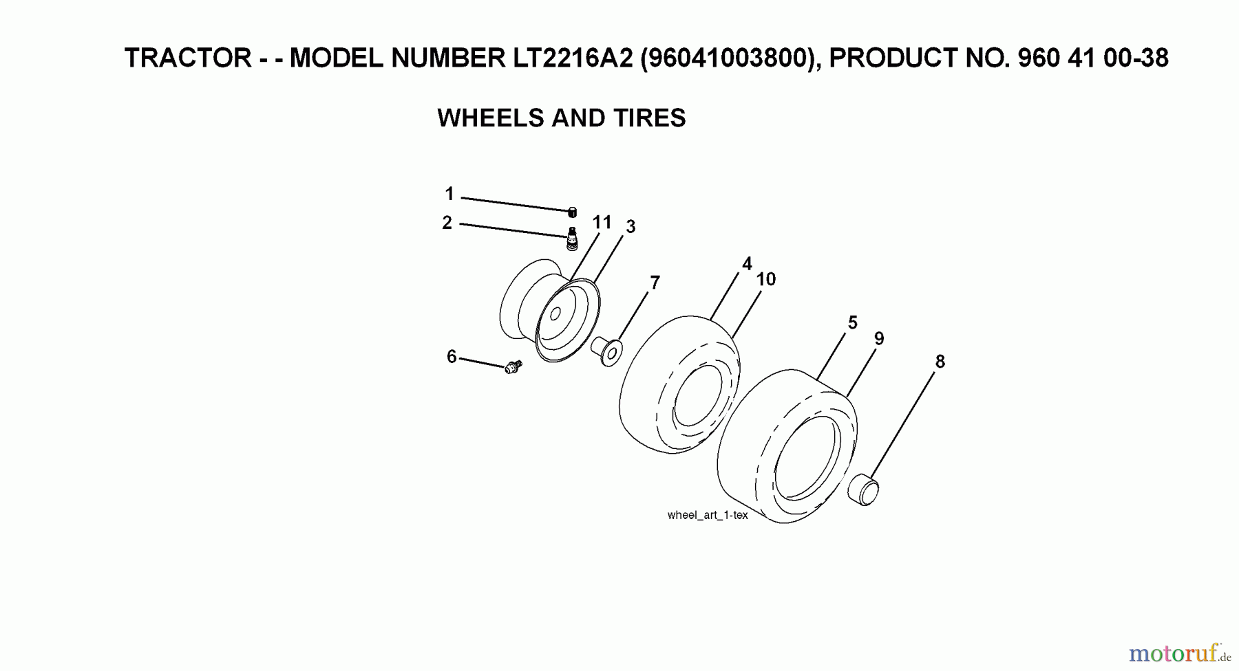  Jonsered Rasen  und Garten Traktoren LT2216 A2 (96041003800) - Jonsered Lawn & Garden Tractor (2007-04) WHEELS TIRES