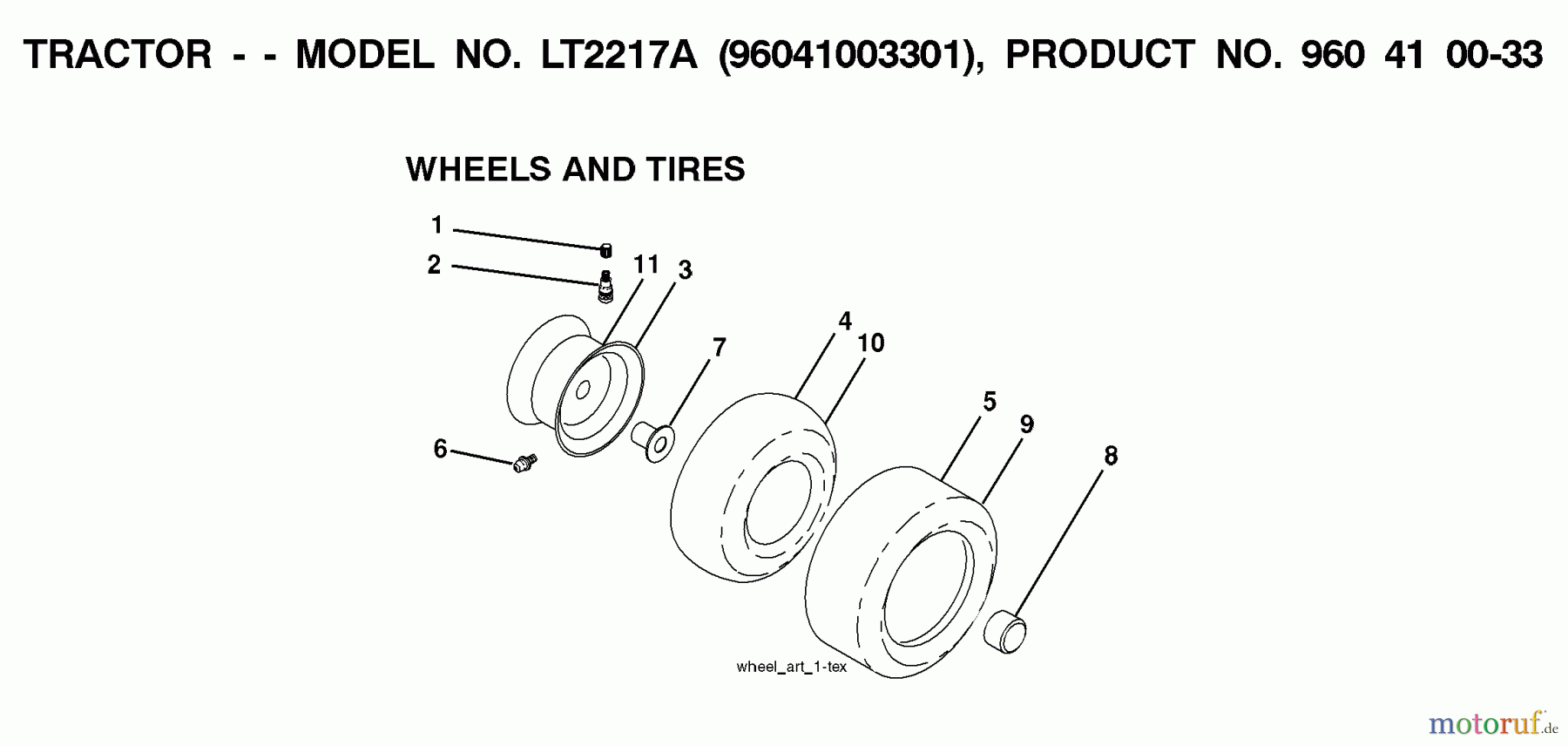  Jonsered Rasen  und Garten Traktoren LT2217 A (96041003301) - Jonsered Lawn & Garden Tractor (2007-10) WHEELS TIRES