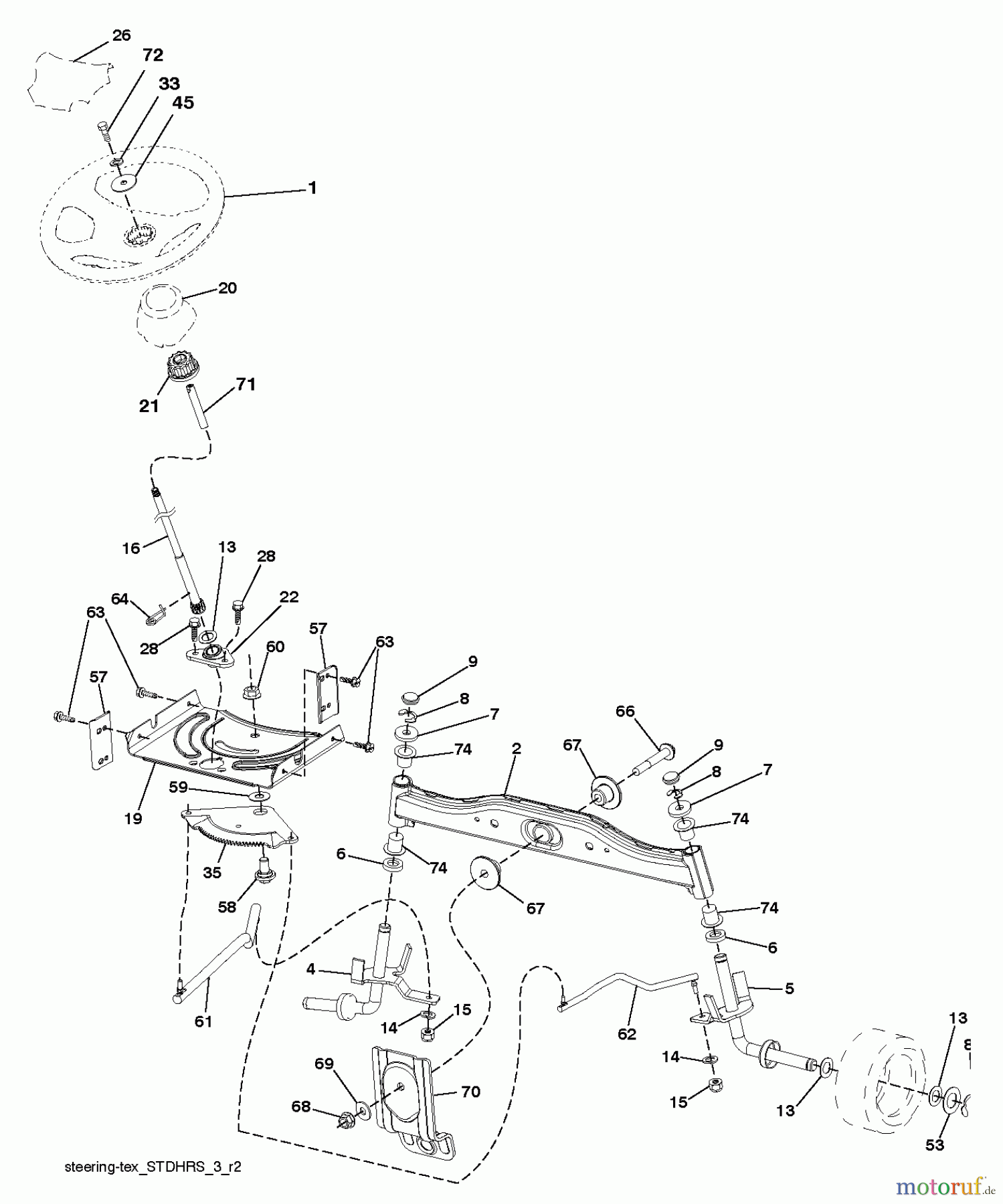 Jonsered Rasen  und Garten Traktoren LT2217 A (96041010402) - Jonsered Lawn & Garden Tractor (2010-04) STEERING