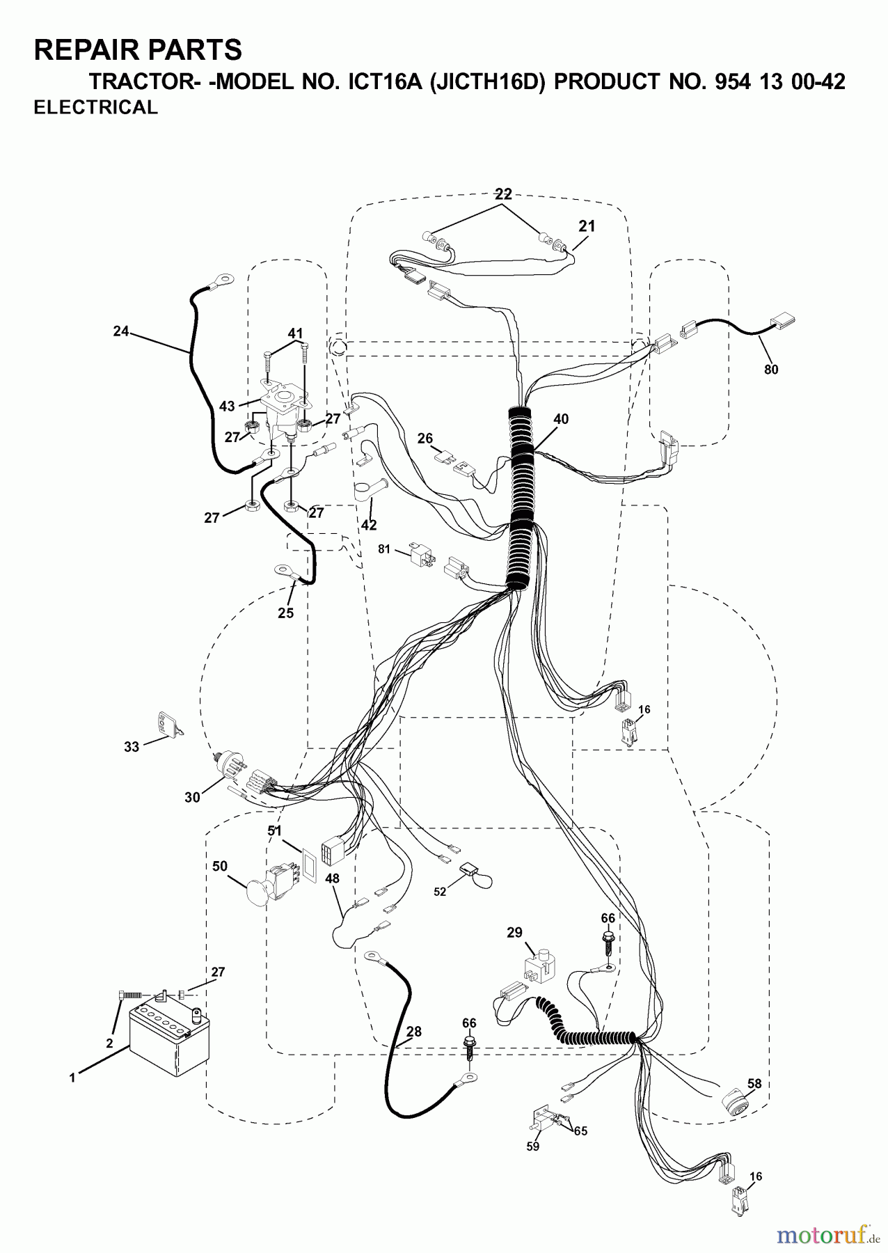 Jonsered Rasen und Garten Traktoren ICT16A (JICTH16D, 954130042) - Jonsered Lawn & Garden Tractor (2000-04) ELECTRICAL