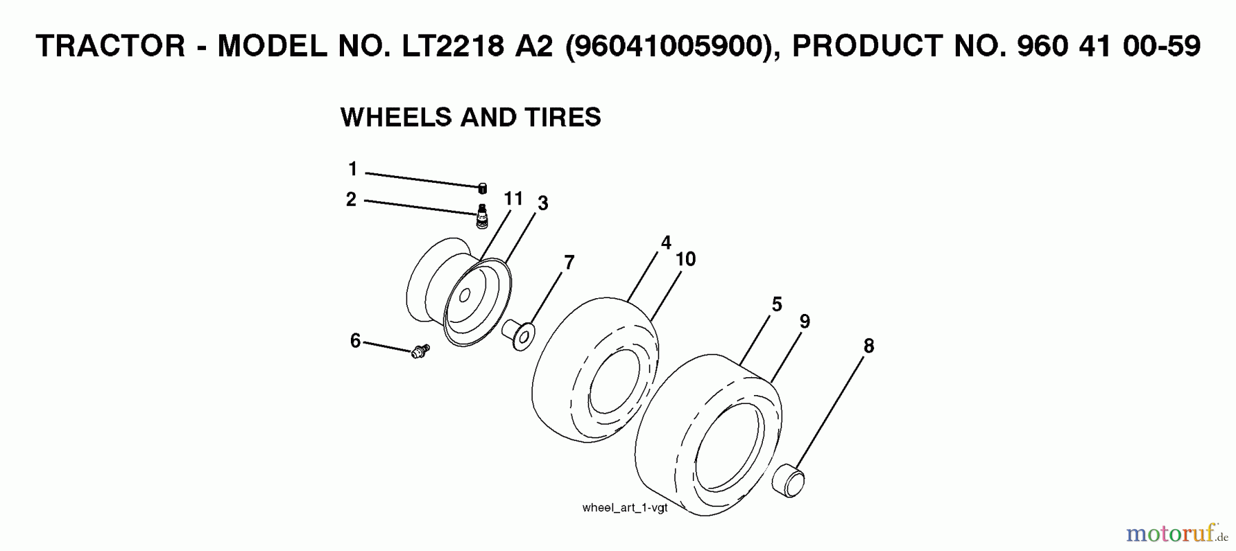  Jonsered Rasen  und Garten Traktoren LT2218 A2 (96041005900) - Jonsered Lawn & Garden Tractor (2007-06) WHEELS TIRES