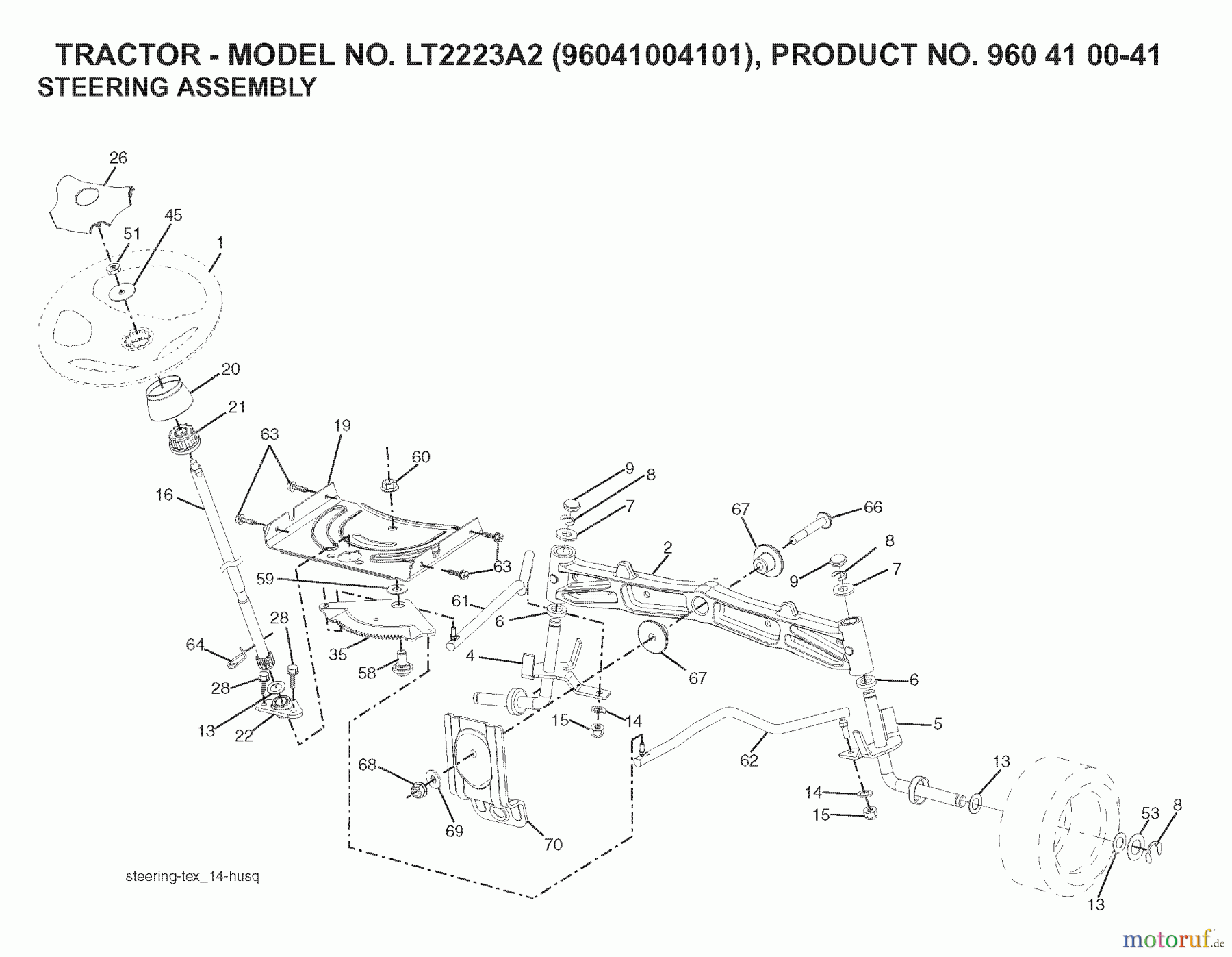  Jonsered Rasen  und Garten Traktoren LT2223 A2 (96041004101) - Jonsered Lawn & Garden Tractor (2007-06) STEERING