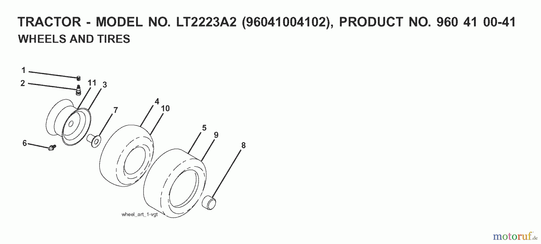  Jonsered Rasen  und Garten Traktoren LT2223 A2 (96041004102) - Jonsered Lawn & Garden Tractor (2008-01) WHEELS TIRES