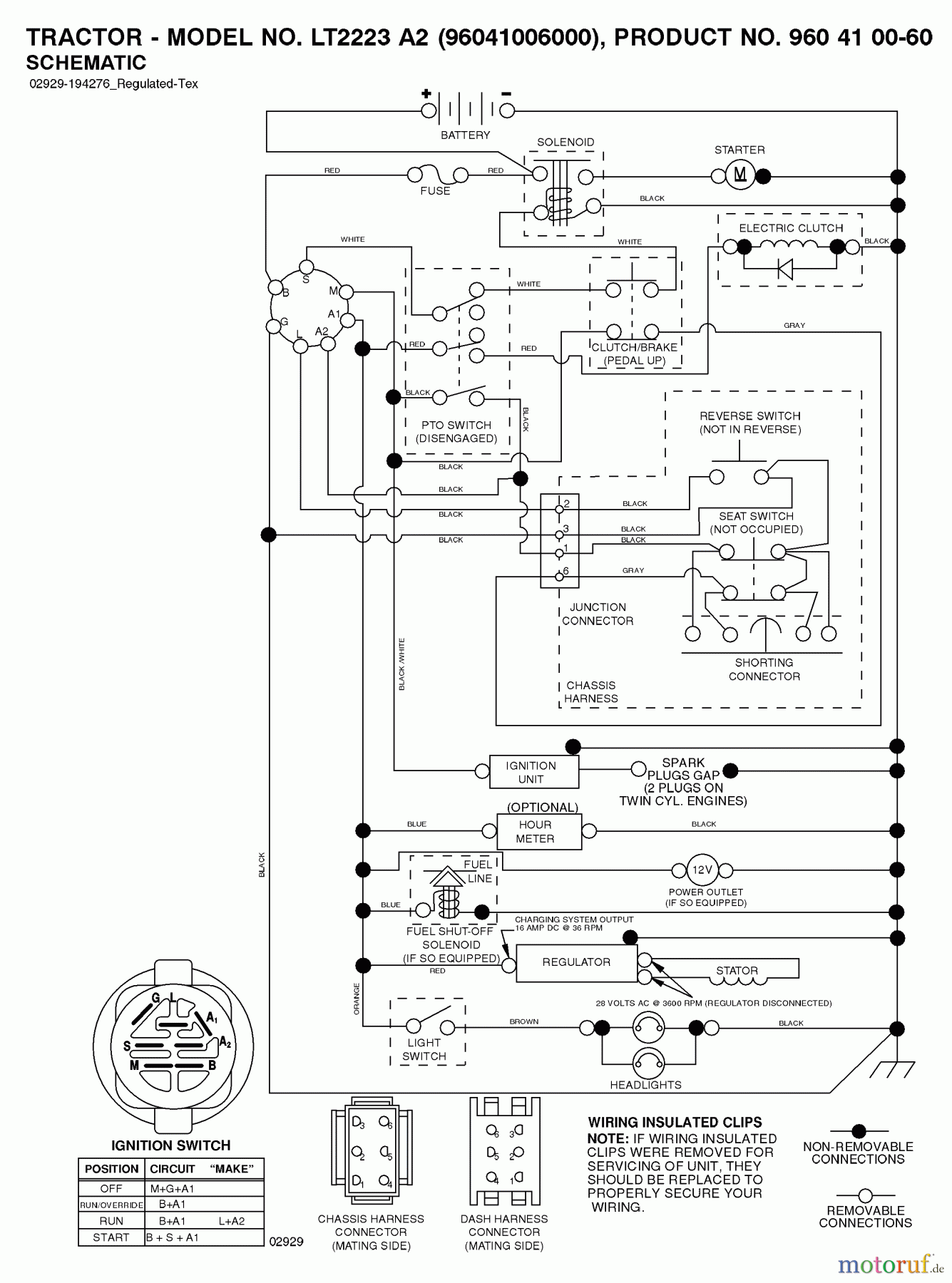  Jonsered Rasen  und Garten Traktoren LT2223 A2 (96041006000) - Jonsered Lawn & Garden Tractor (2007-04) SCHEMATIC