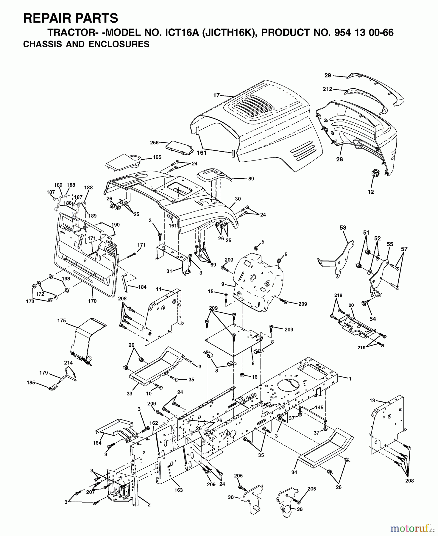  Jonsered Rasen  und Garten Traktoren ICT16A (JICTH16K, 954130066) - Jonsered Lawn & Garden Tractor (2002-06) CHASSIS ENCLOSURES