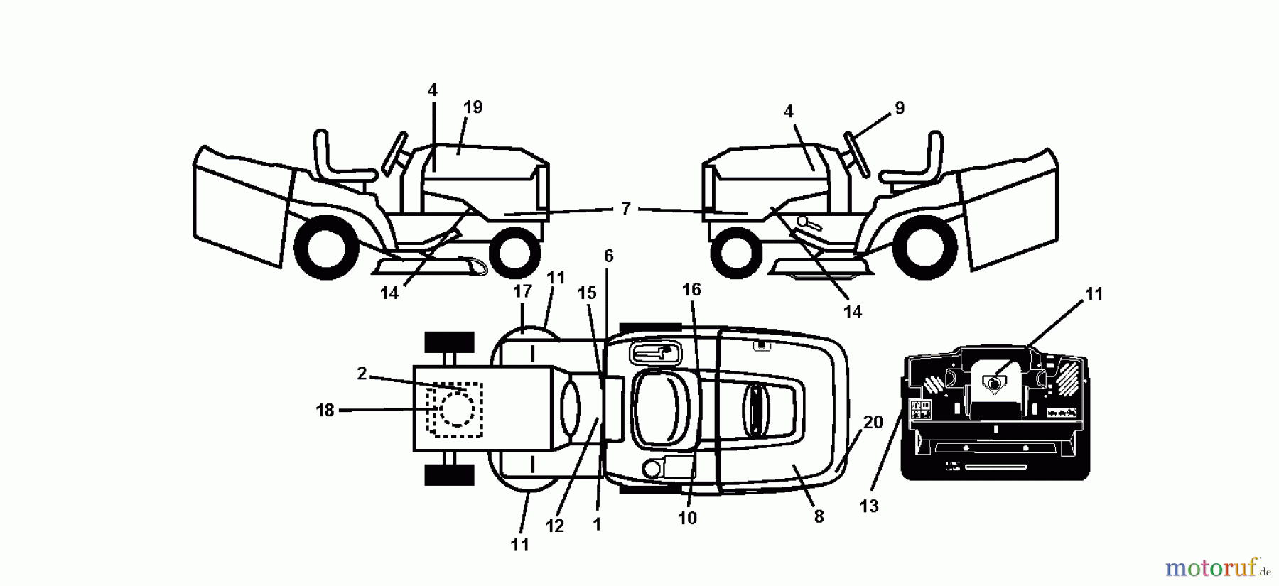  Jonsered Rasen  und Garten Traktoren LT2223 CMA2 (96061020003) - Jonsered Lawn & Garden Tractor (2009-04) DECALS