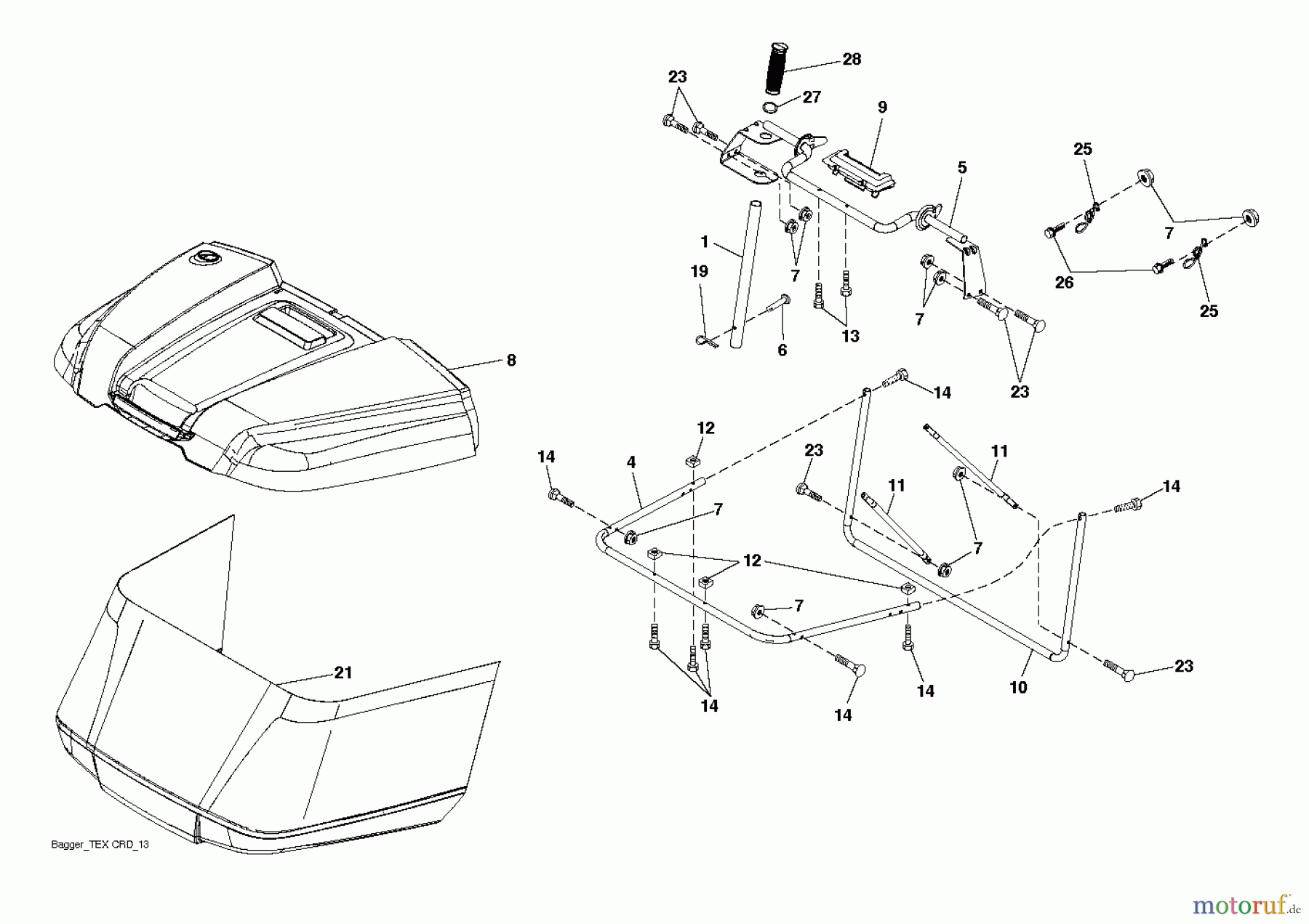  Jonsered Rasen  und Garten Traktoren LT2316 CM (96051000401) - Jonsered Lawn & Garden Tractor (2011-08) BAGGER