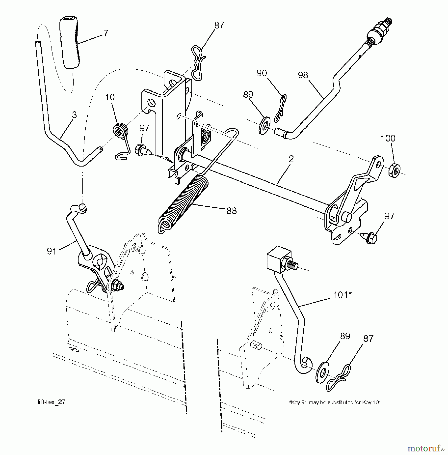 Jonsered Rasen und Garten Traktoren LT2320 CMA2 (96051011200) - Jonsered Lawn & Garden Tractor (2013-06) MOWER LIFT / DECK LIFT