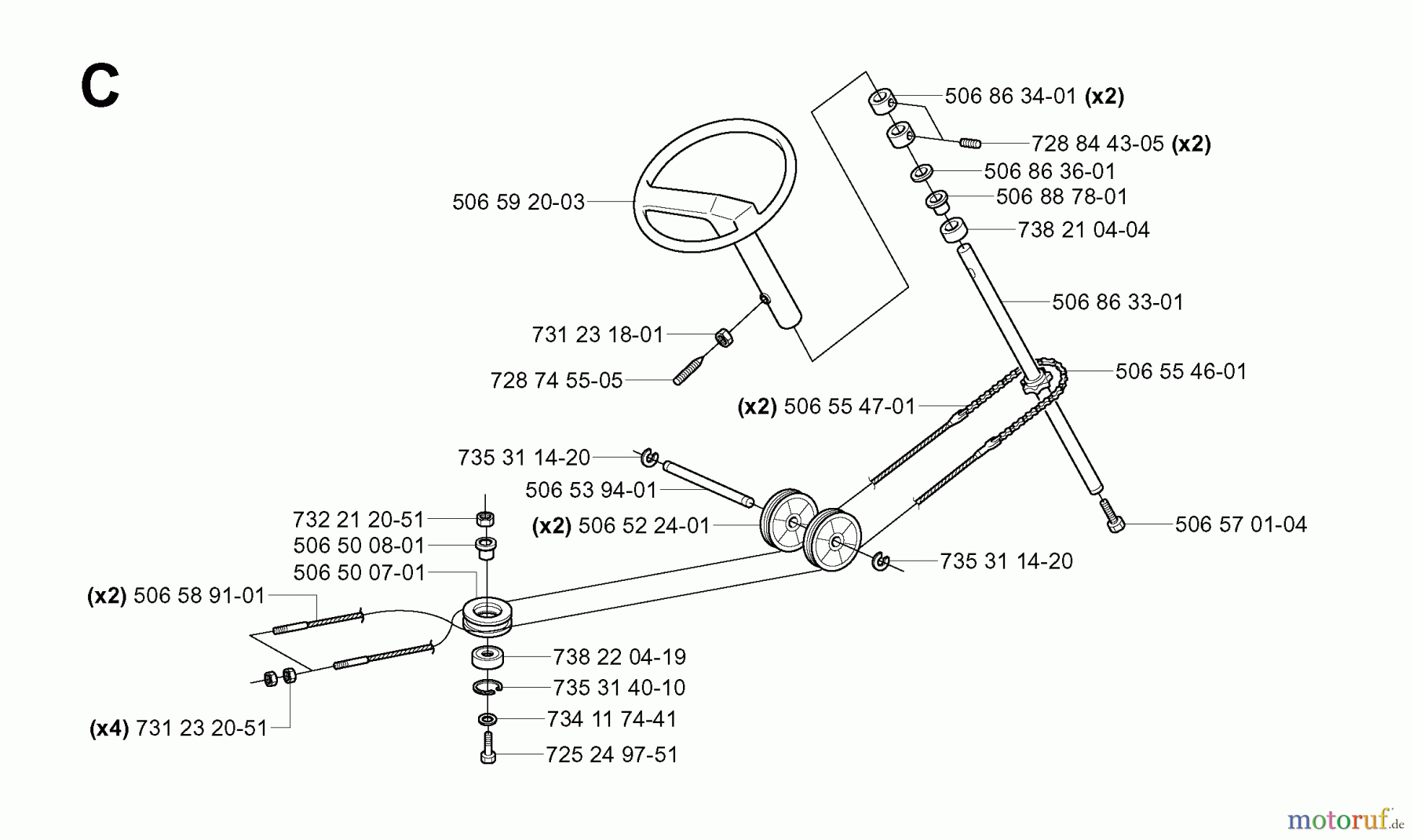  Jonsered Reitermäher FR2113 MA (965070601) - Jonsered Rear-Engine Riding Mower (2006-01) STEERING