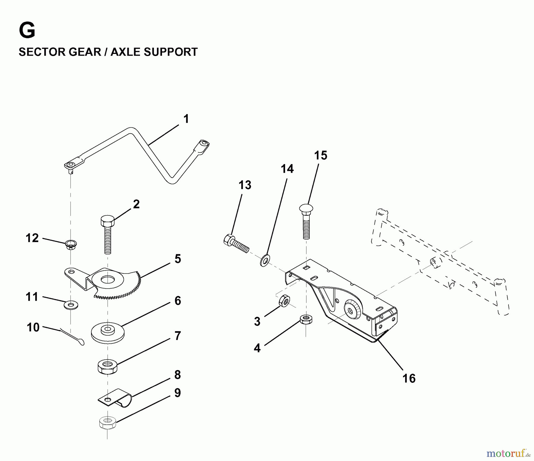  Jonsered Rasen  und Garten Traktoren LR12 (1998-04) - Jonsered Lawn & Garden Tractor (Canada) SECTOR GEAR / AXLE SUPPORT