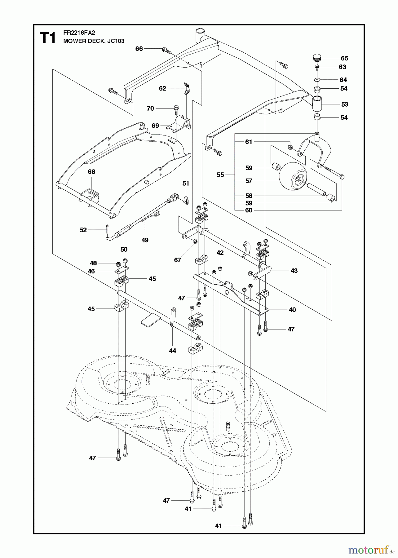 Jonsered Reitermäher FR2216 FA2 (966773801) - Jonsered Rear-Engine Riding Mower (2012) MOWER DECK / CUTTING DECK #2