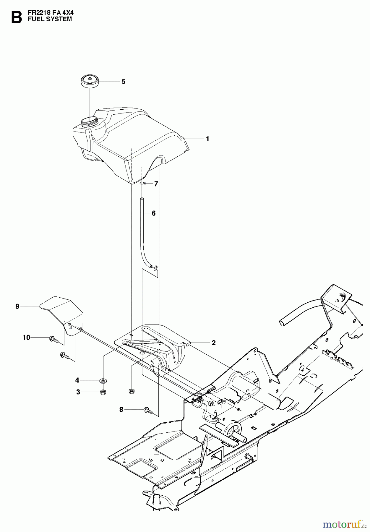 Jonsered Reitermäher FR2218 FA 4x4 (966415001) - Jonsered Rear-Engine Riding Mower (2010-07) FUEL SYSTEM