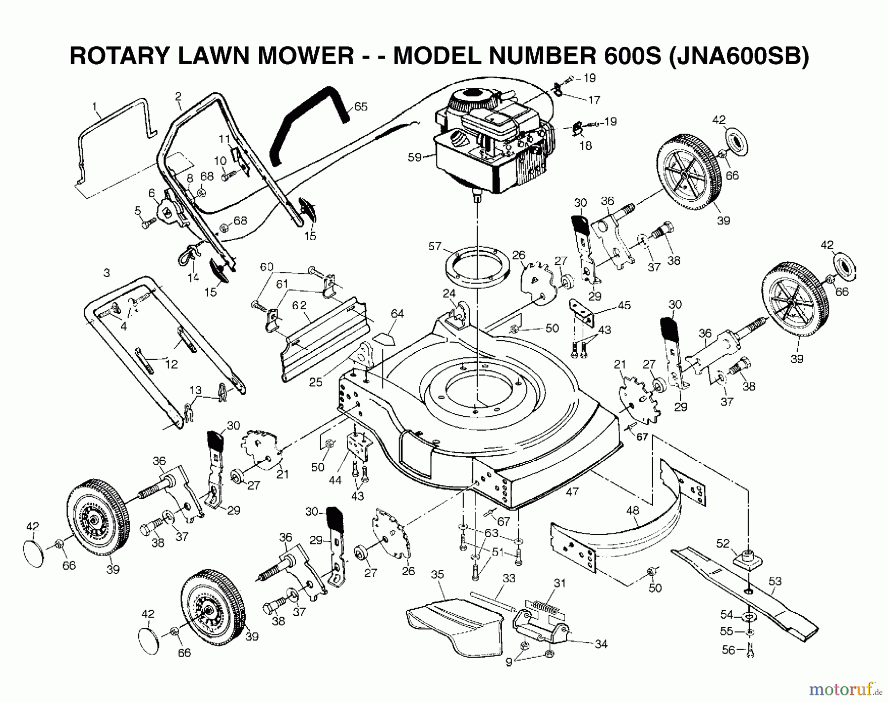  Jonsered Rasenmäher 600S (JNA600SB) - Jonsered Walk-Behind Mower (2002-03) PRODUCT COMPLETE