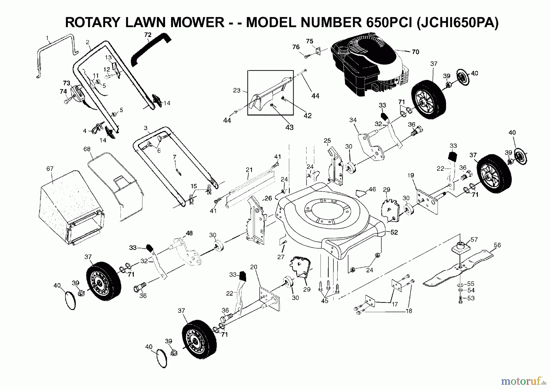  Jonsered Rasenmäher 650PCI (JCHI650PA) - Jonsered Walk-Behind Mower (2001-03) PRODUCT COMPLETE