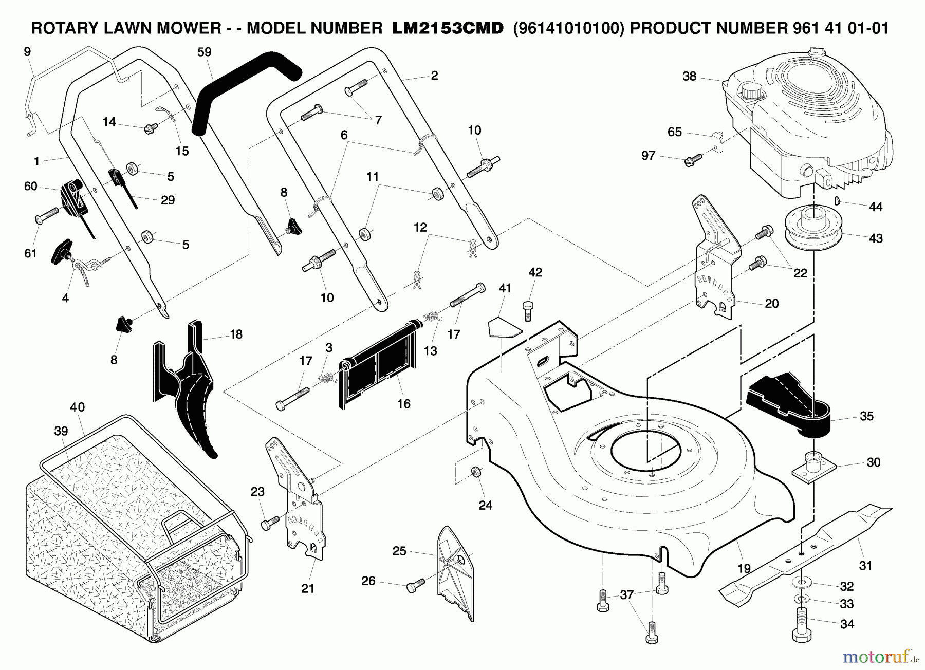  Jonsered Rasenmäher LM2153CMD (961410101, 96141010100) - Jonsered Walk-Behind Mower (2006-01) PRODUCT COMPLETE #2