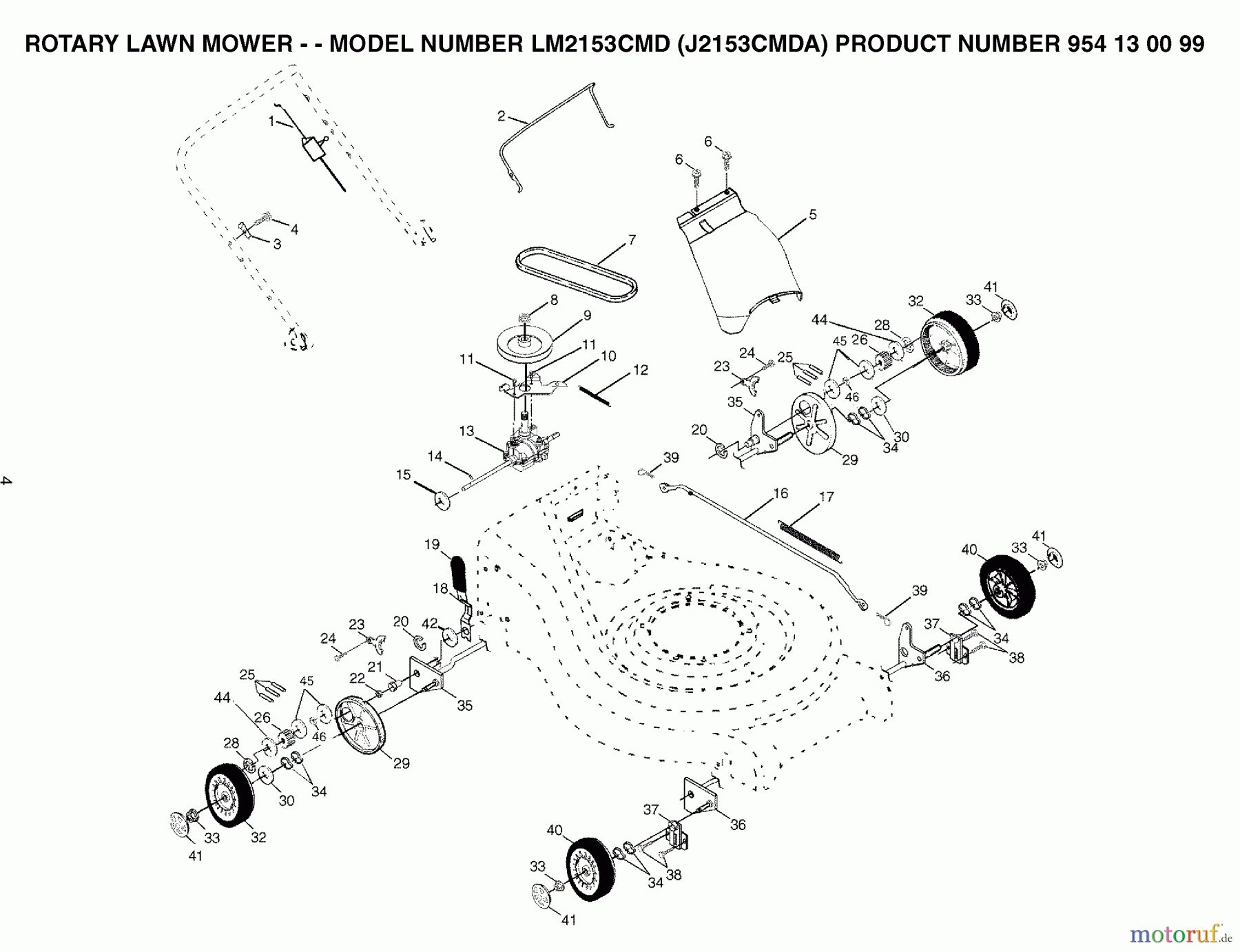 Jonsered Rasenmäher LM2153CMD (J2153CMDA, 954130099) - Jonsered Walk-Behind Mower (2003-01) PRODUCT COMPLETE #1
