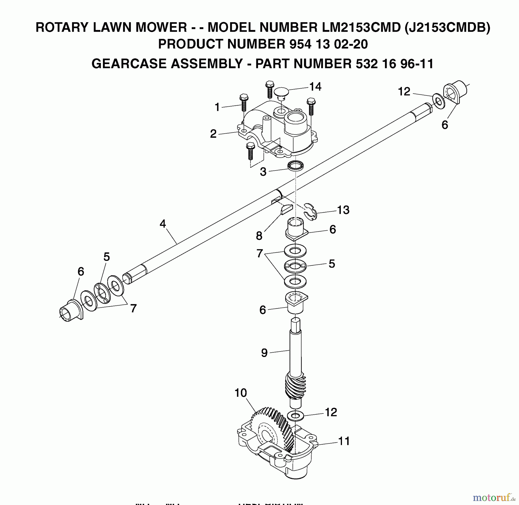  Jonsered Rasenmäher LM2153CMD (J2153CMDB, 954130220) - Jonsered Walk-Behind Mower (2004-01) GEAR CASE