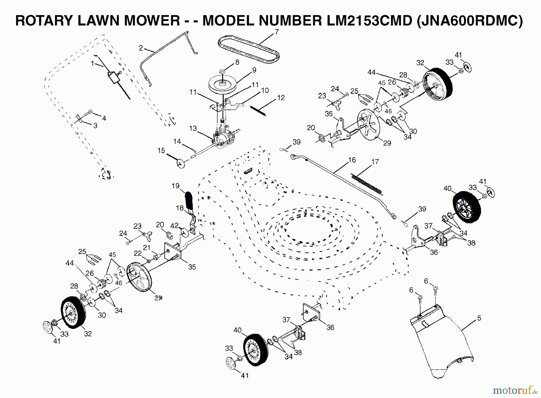  Jonsered Rasenmäher LM2153CMD (JNA600RDMC) - Jonsered Walk-Behind Mower (2003-05) PRODUCT COMPLETE #1