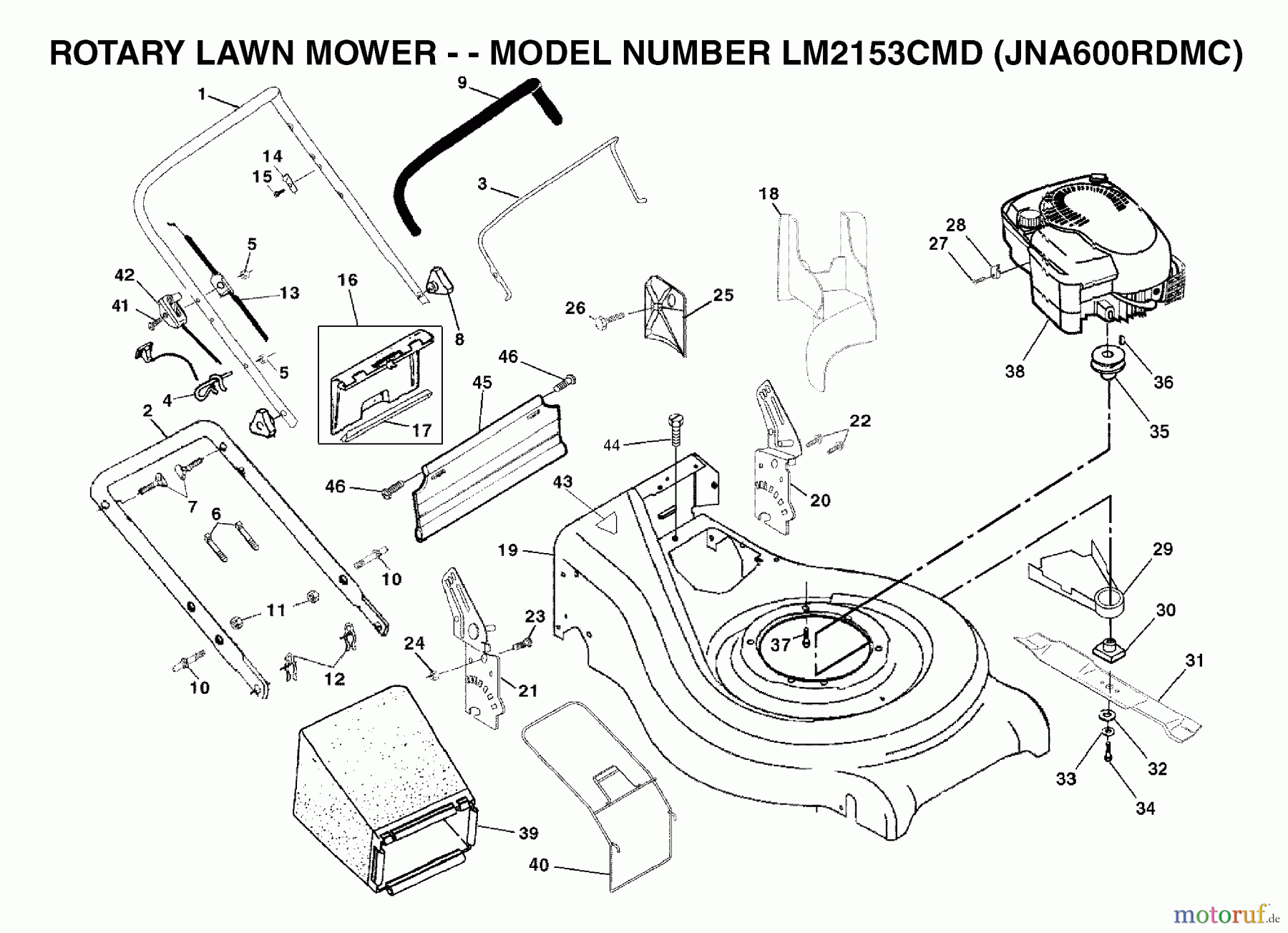  Jonsered Rasenmäher LM2153CMD (JNA600RDMC) - Jonsered Walk-Behind Mower (2003-05) PRODUCT COMPLETE #2
