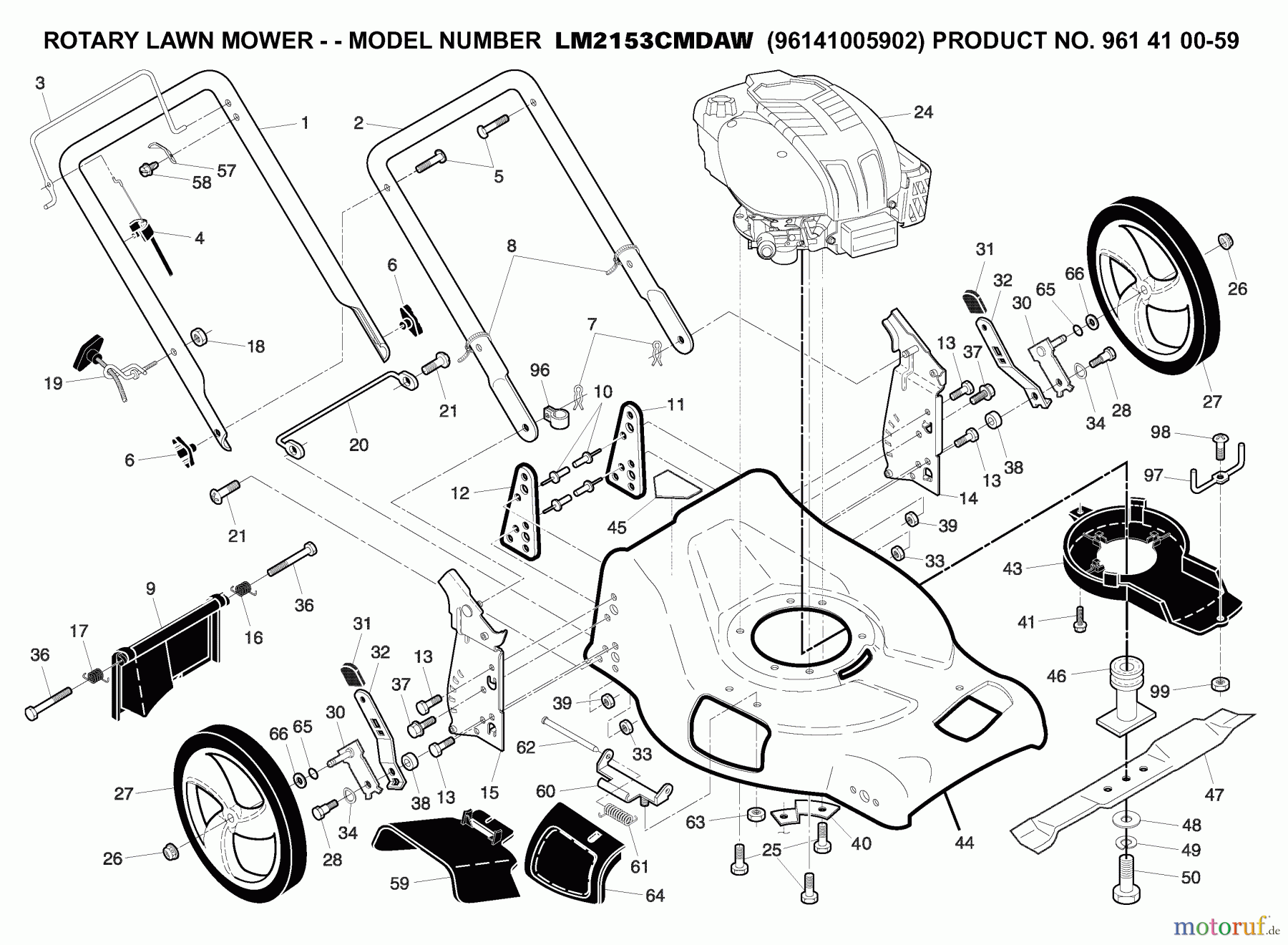  Jonsered Rasenmäher LM2153CMDAW (96141005902) - Jonsered Walk-Behind Mower (2007-07) CHASSIS ENCLOSURES