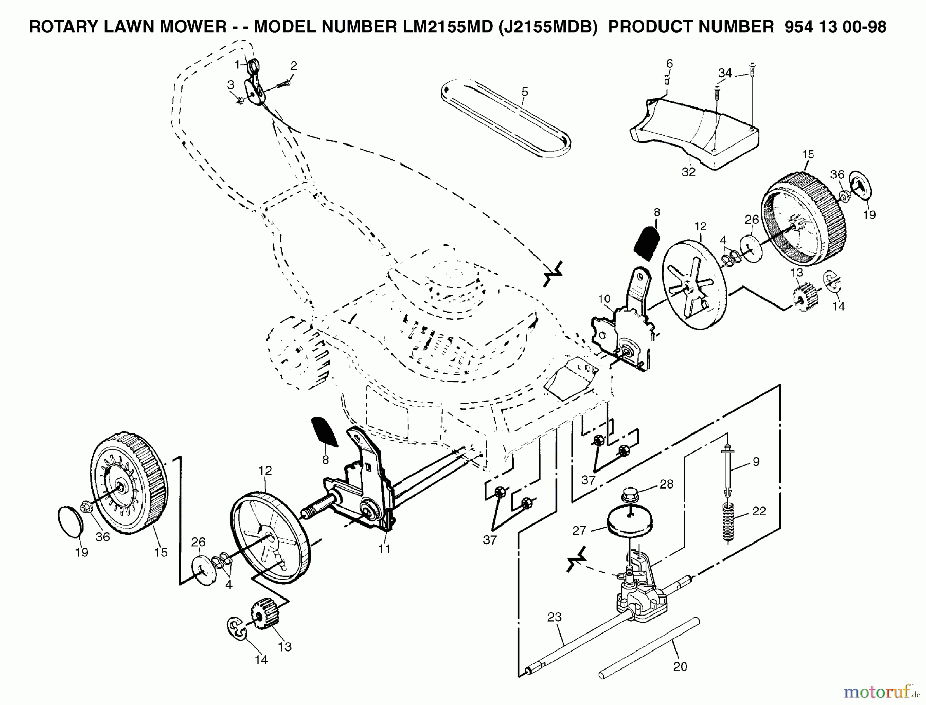  Jonsered Rasenmäher LM2155MD (J2155MDB, 954130098) - Jonsered Walk-Behind Mower (2003-05) PRODUCT COMPLETE #1