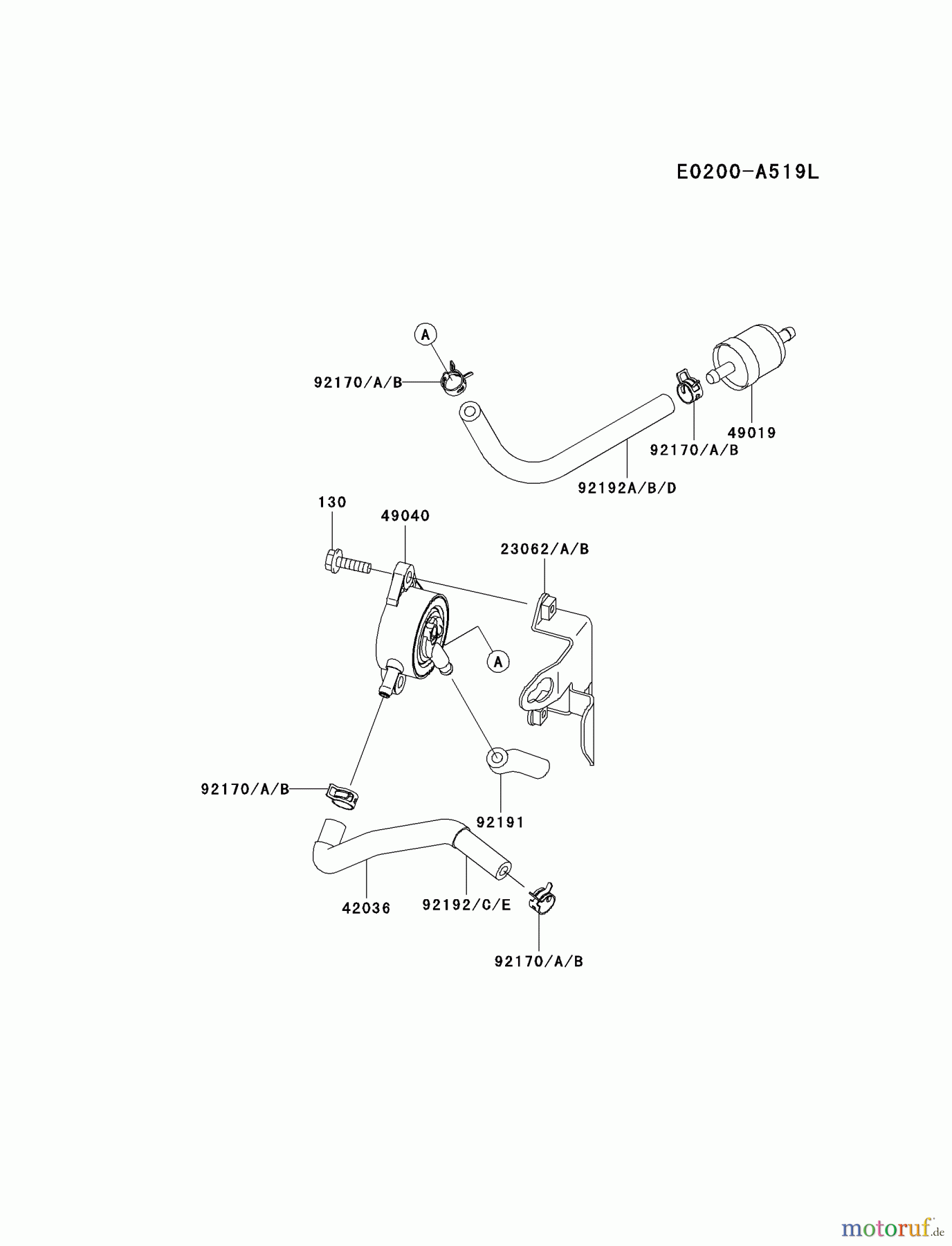 Kawasaki Motoren Motoren Vertikal FA210V - AS02 bis FH641V - DS24 FH541V-BW00 - Kawasaki FH541V 4-Stroke Engine FUEL-TANK/FUEL-VALVE