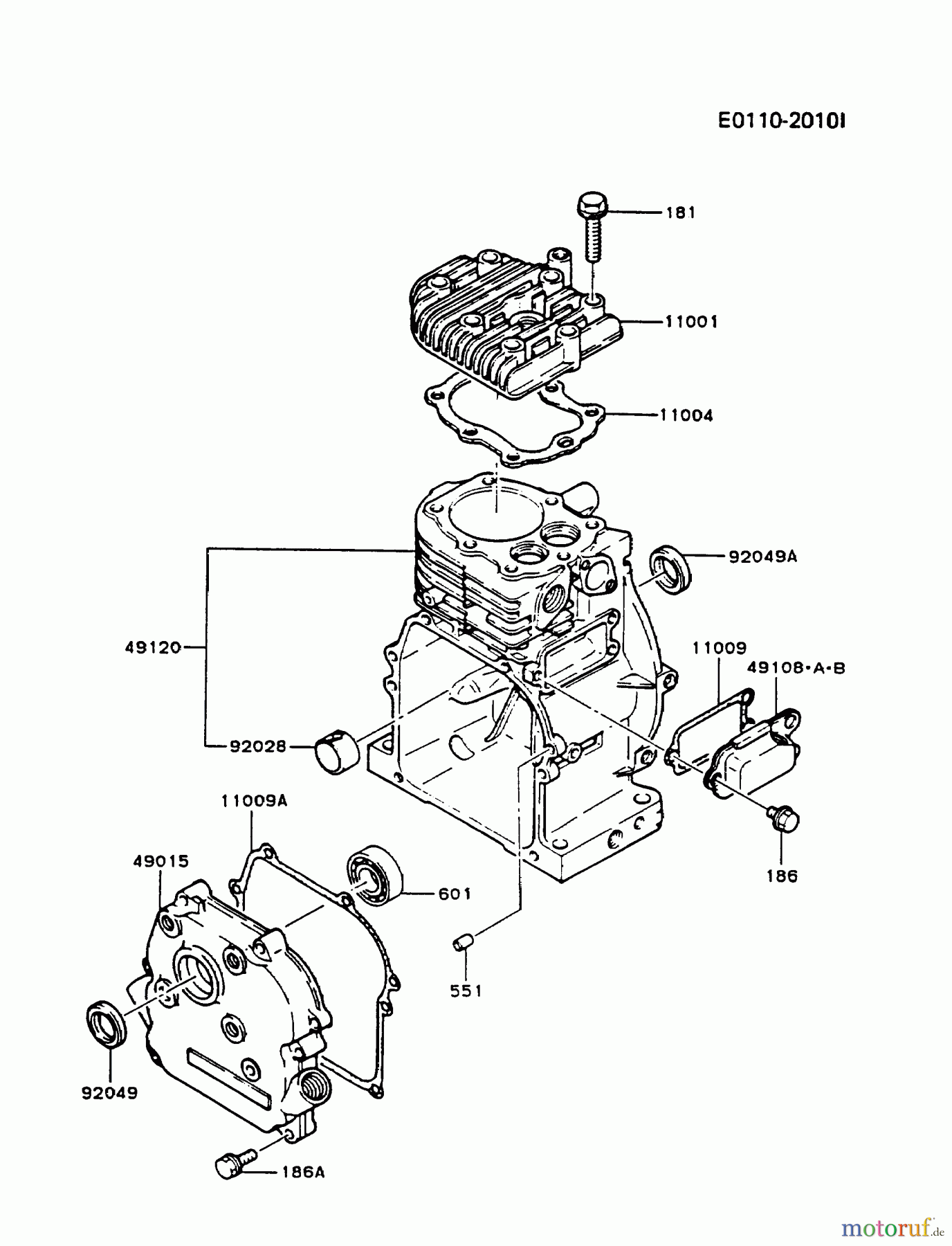  Kawasaki Motoren Motoren, Horizontal FA130D-AS21 - Kawasaki FA130D 4-Stroke Engine CYLINDER/CRANKCASE