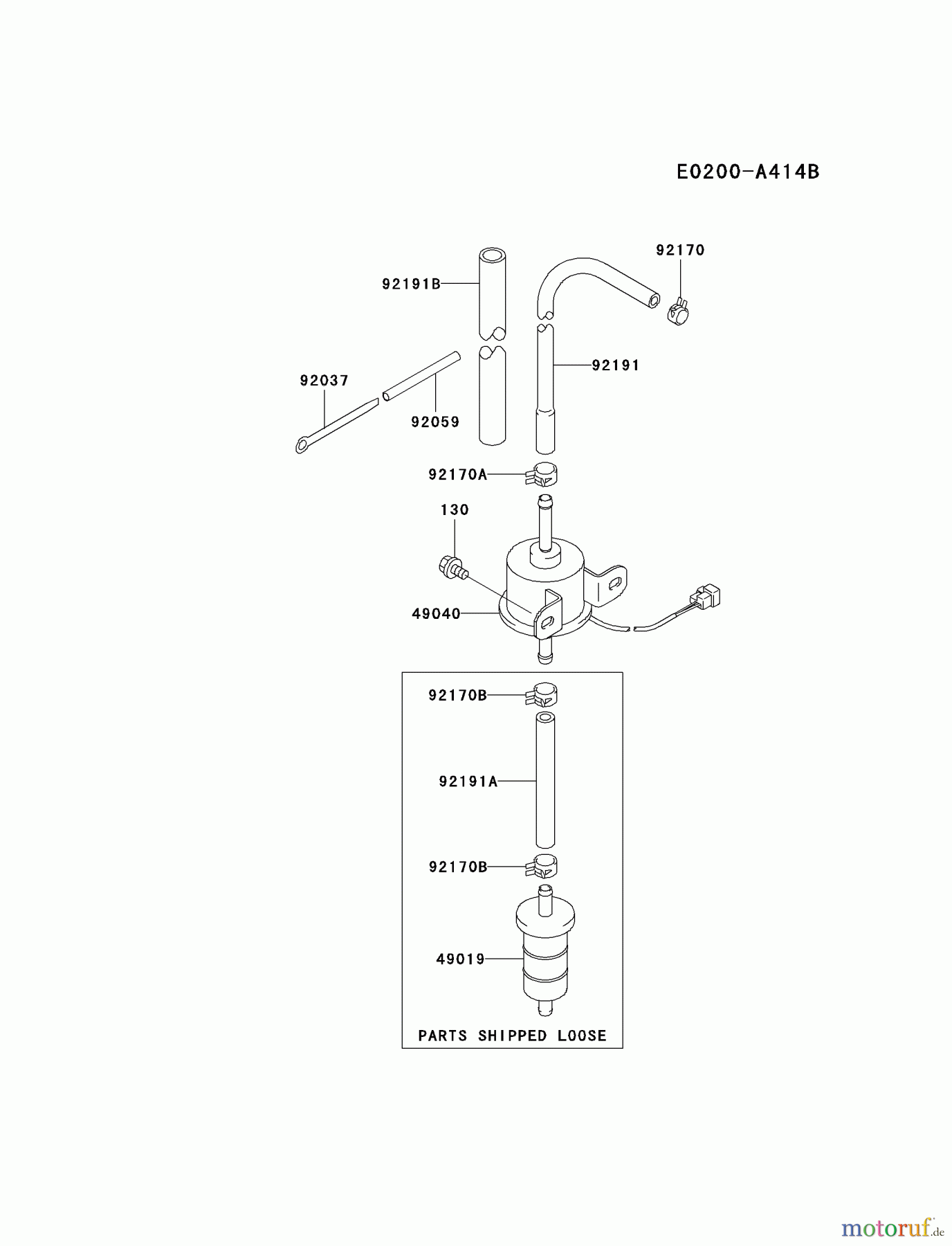  Kawasaki Motoren Motoren, Horizontal FD750D-AS11 - Kawasaki FD750D 4-Stroke Engine FUEL-TANK/FUEL-VALVE