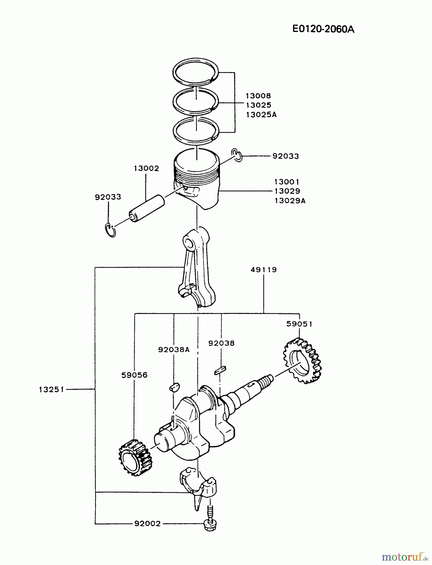  Kawasaki Motoren Motoren, Horizontal FG270G-AS00 - Kawasaki FG270G 4-Stroke Engine PISTON/CRANKSHAFT