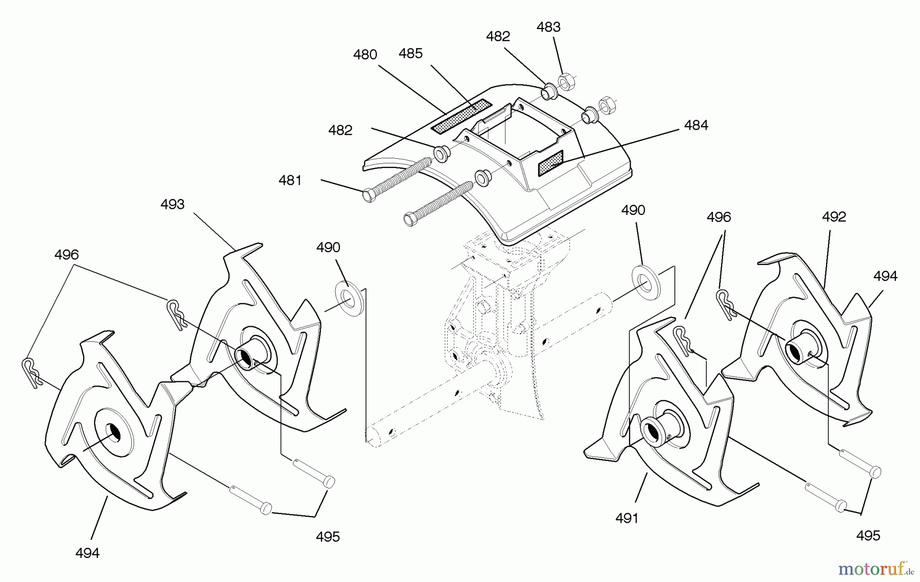 Murray Motorhacken und Kultivierer 11053x92NA - B&S/Murray Cultivator (2004) (Walmart) Tines & Shield Assembly