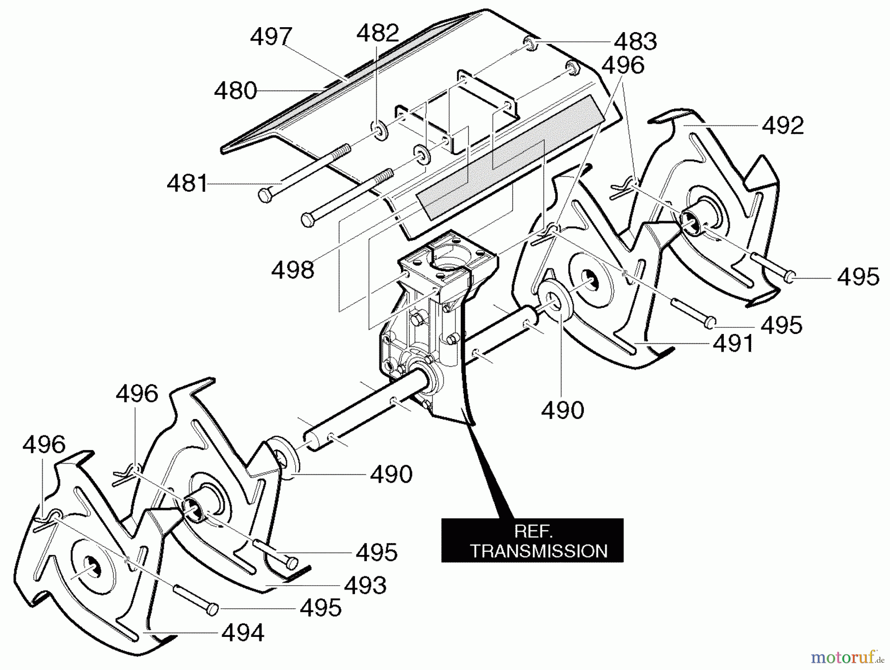 Murray Motorhacken und Kultivierer 536.29252400 - Craftsman Cultivator (2004) (Sears) Shield & Tine Assembly