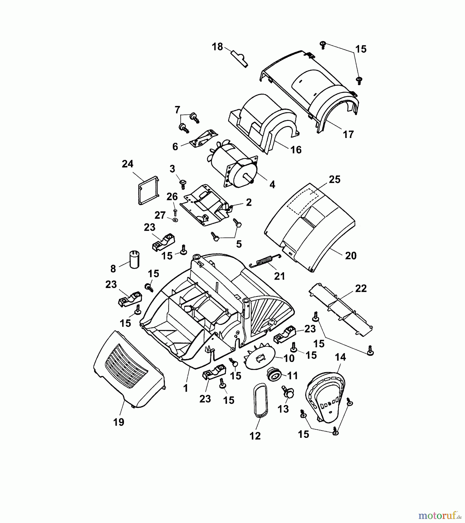  Wolf-Garten Electric verticutter Olympia V Plus 3630685 Series A  (2003) Verticutter housing