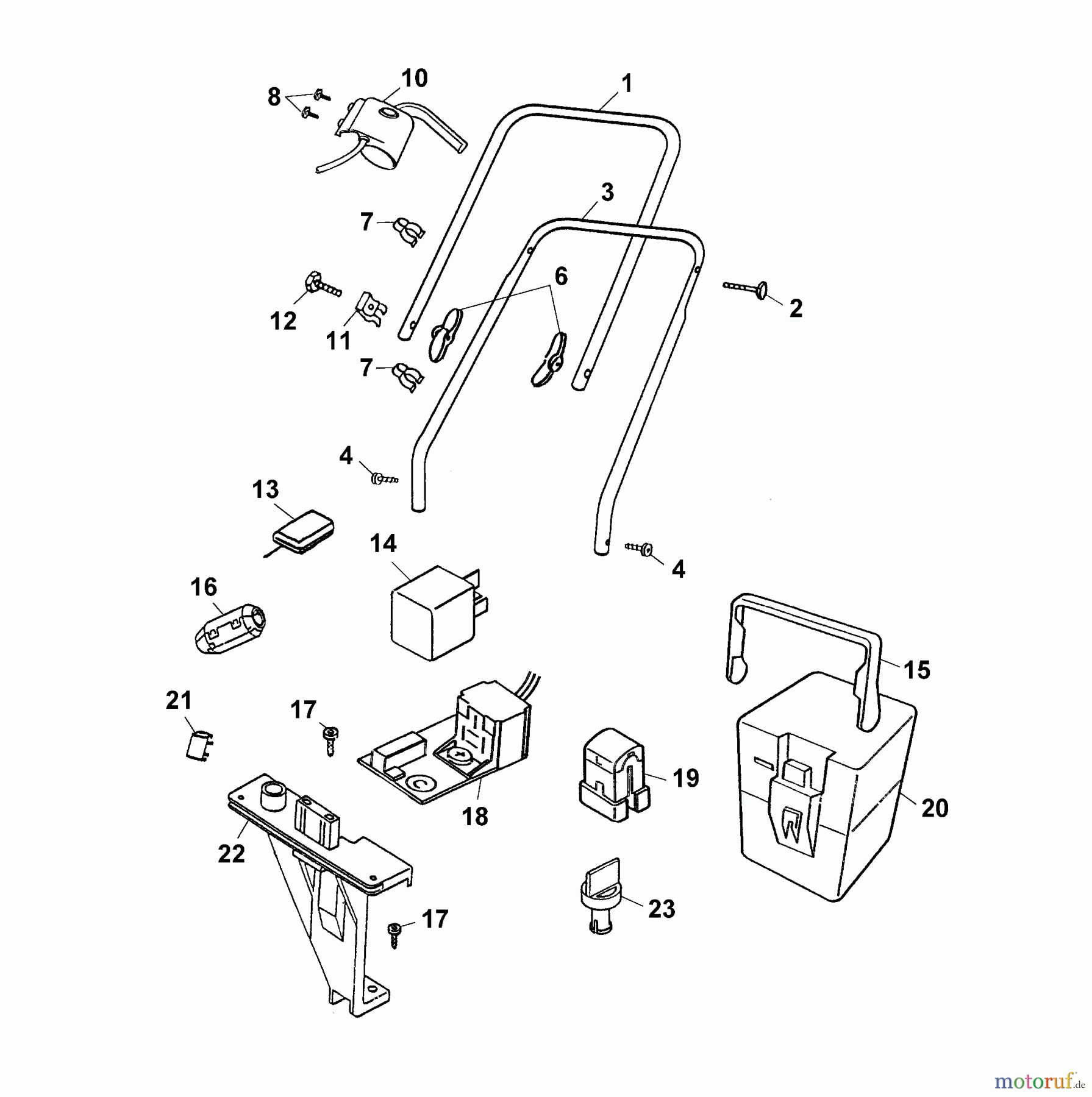  Wolf-Garten Battery mower Picco 32 AC 4911000 Series D-F  (2003) Electric parts, Handle