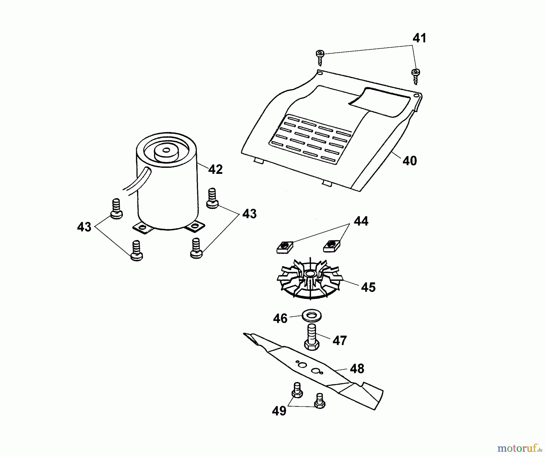 Wolf-Garten Battery mower Picco 32 AC 4911000 Series G (2004) Cover engine, Blade, Engine