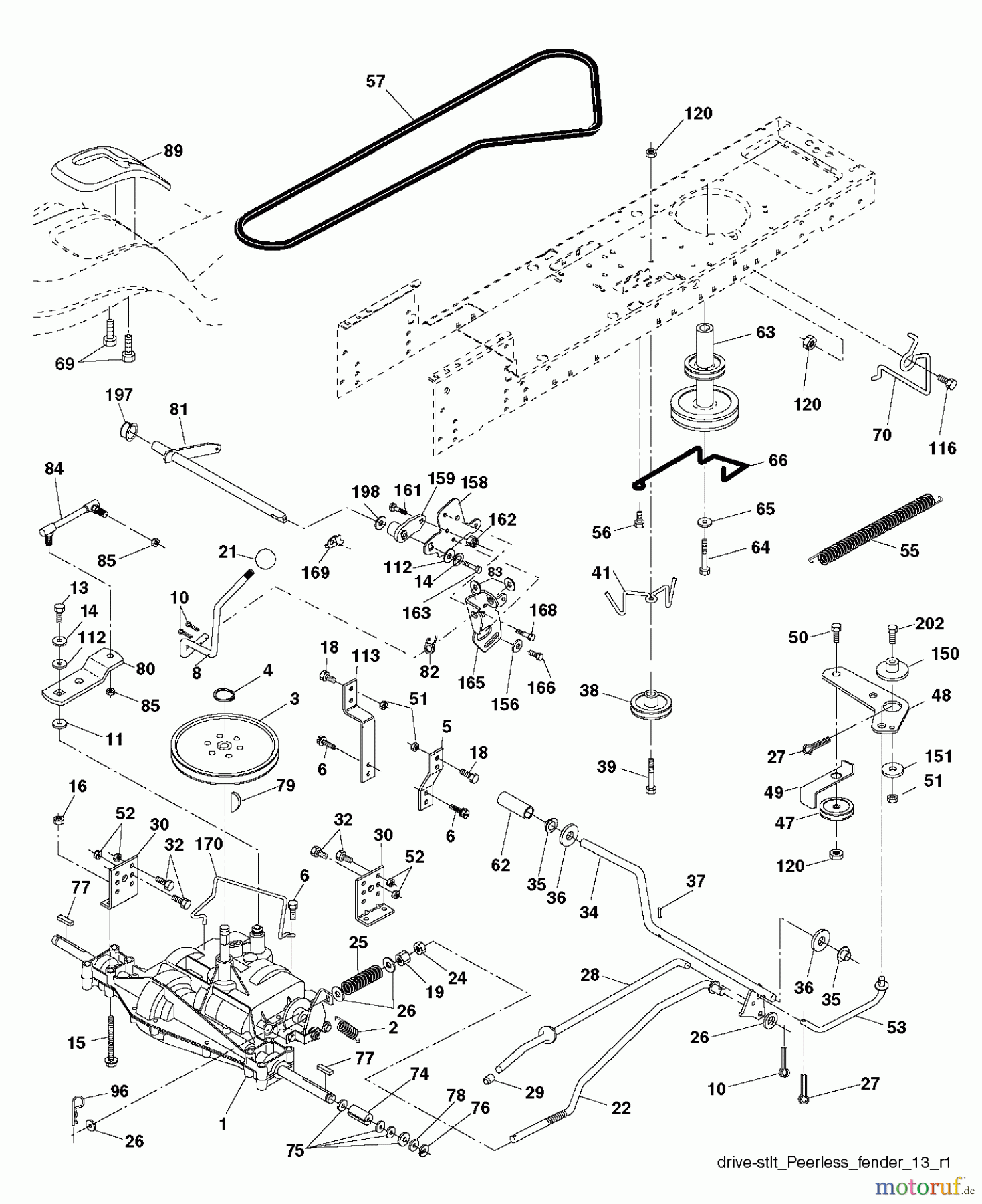 Poulan / Weed Eater Rasen und Gartentraktoren PB14538LT (96012012400) - Poulan Pro Lawn Tractor (2012-09) DRIVE