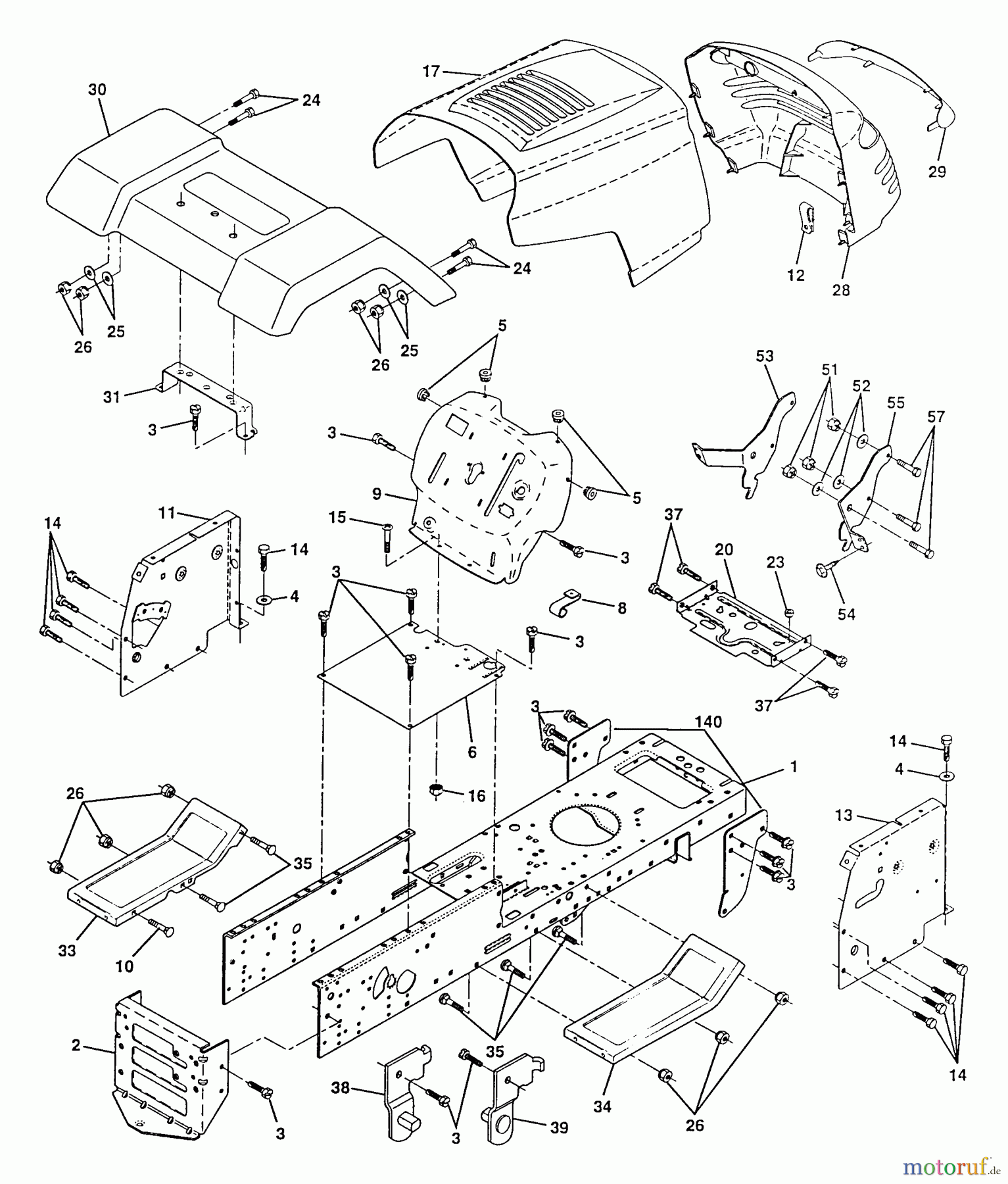 Poulan / Weed Eater Rasen und Gartentraktoren PP145H42A - Poulan Pro Lawn Tractor Chassis And Enclosures